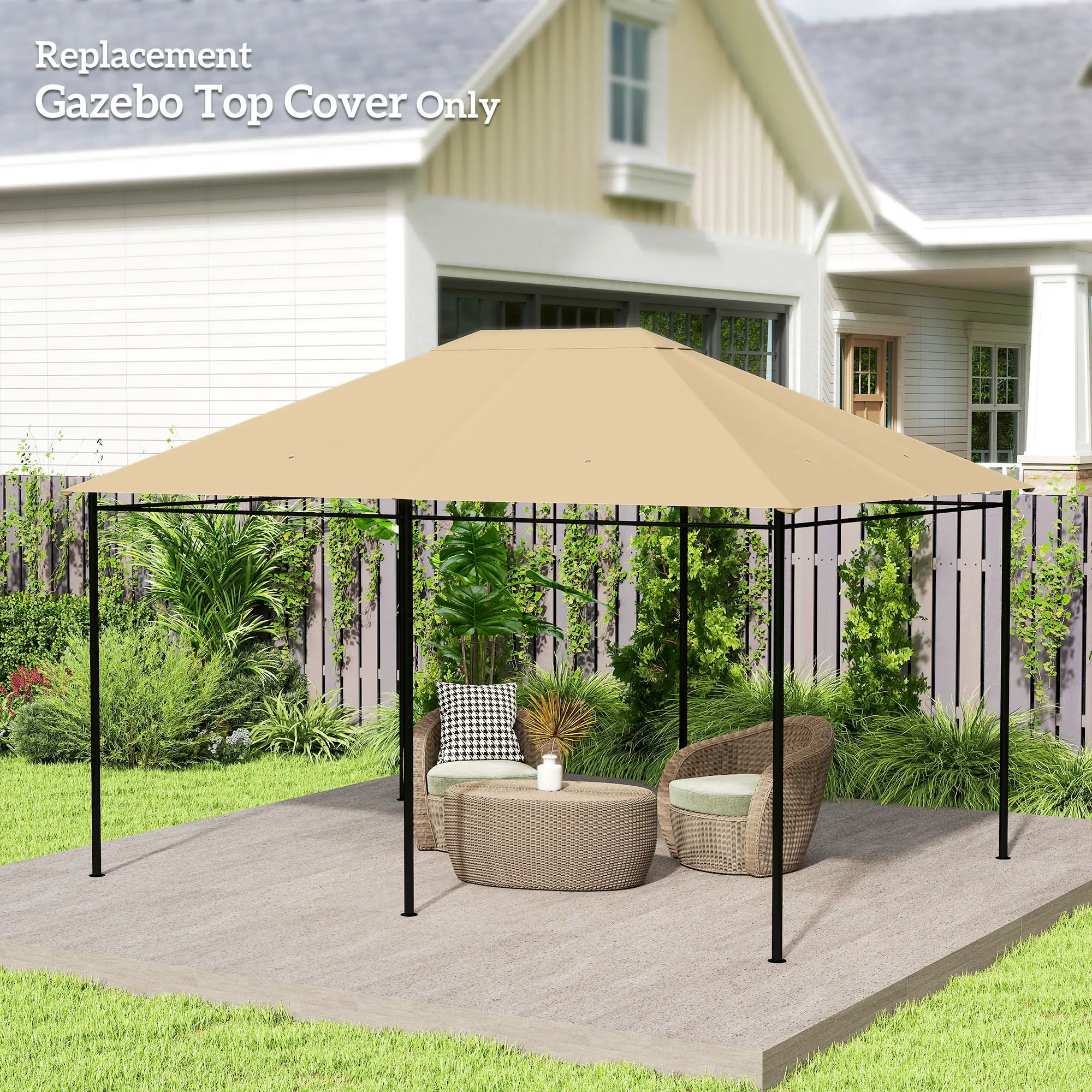 10' x 13' Gazebo Canopy Cover, Roof Replacement, Khaki - Image 9
