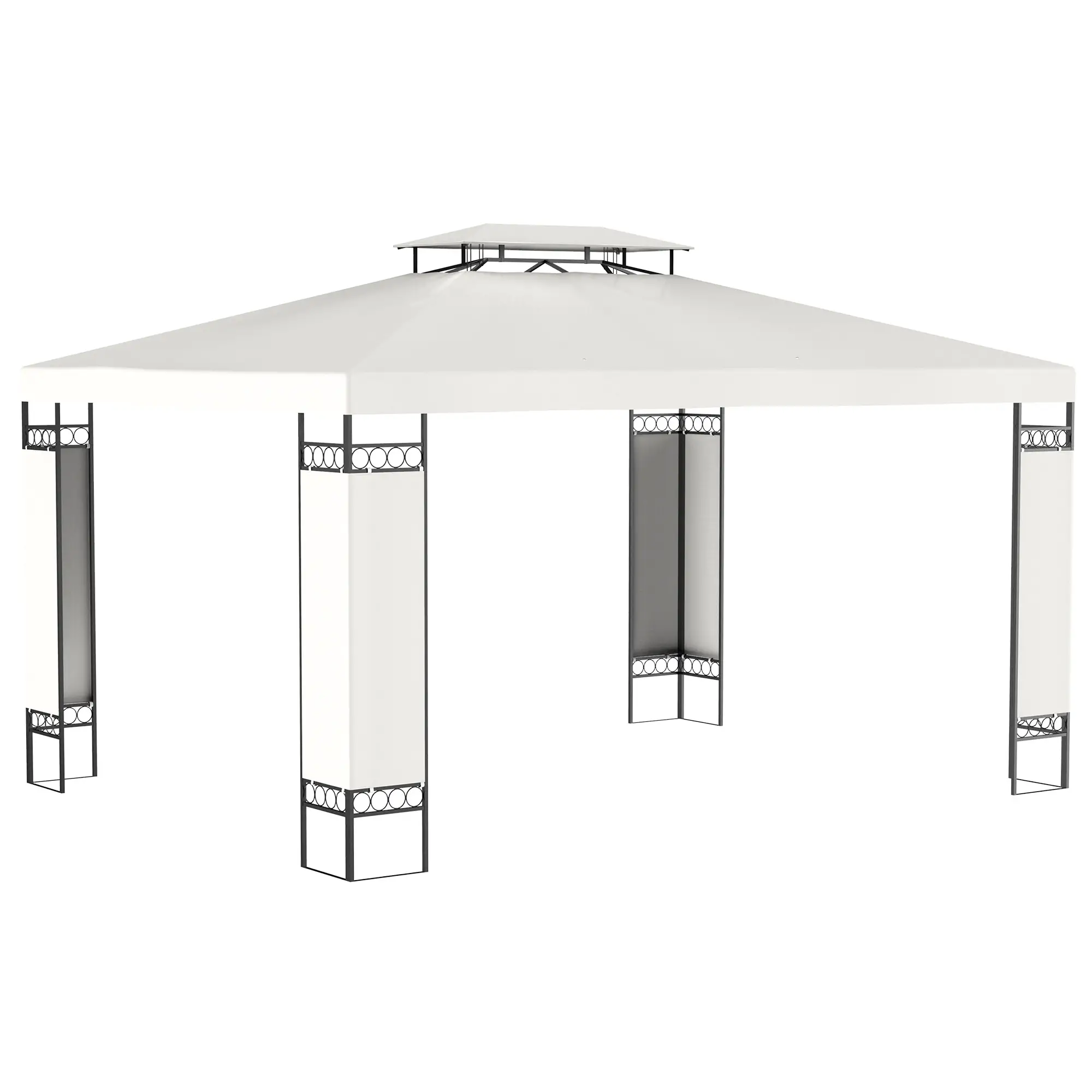 10' x 13' Gazebo, Double Roof Patio Canopy With Screen, White - Image 11