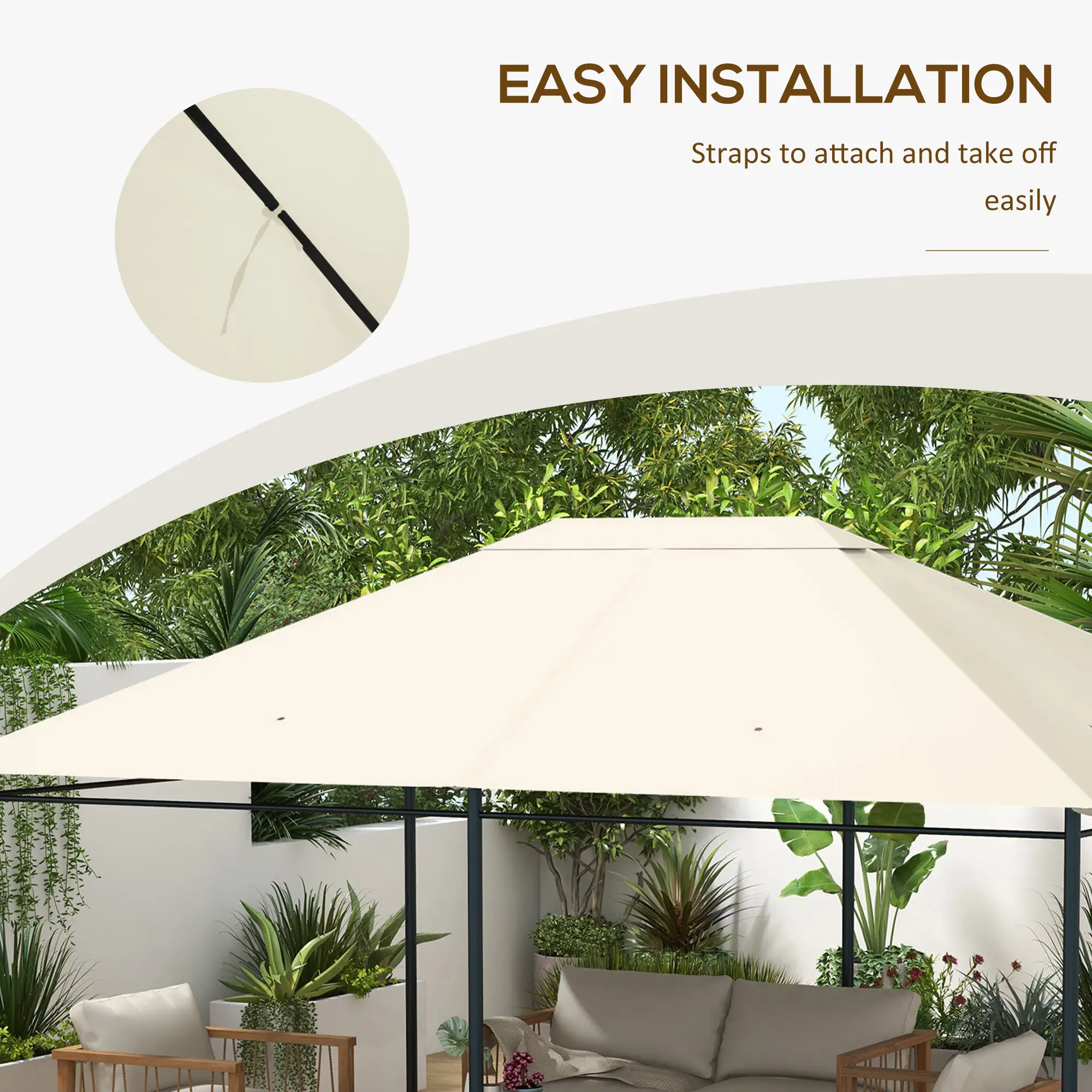 10' x 13' Gazebo Replacement Canopy, Cream White - Image 6
