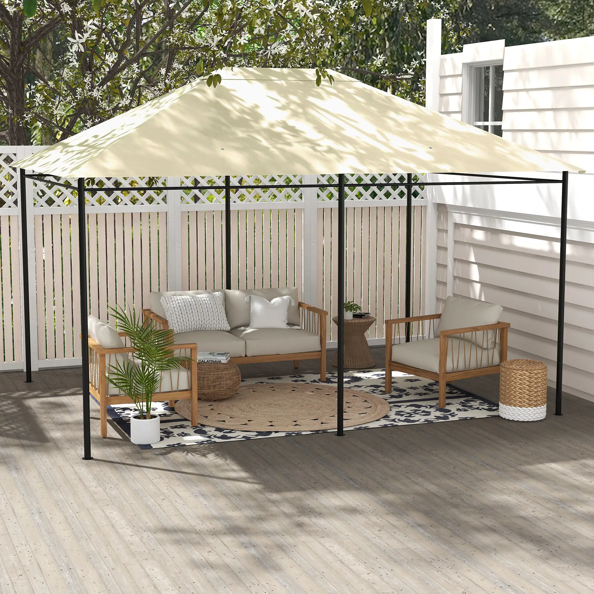 10' x 13' Gazebo Replacement Canopy, Cream White - Image 8