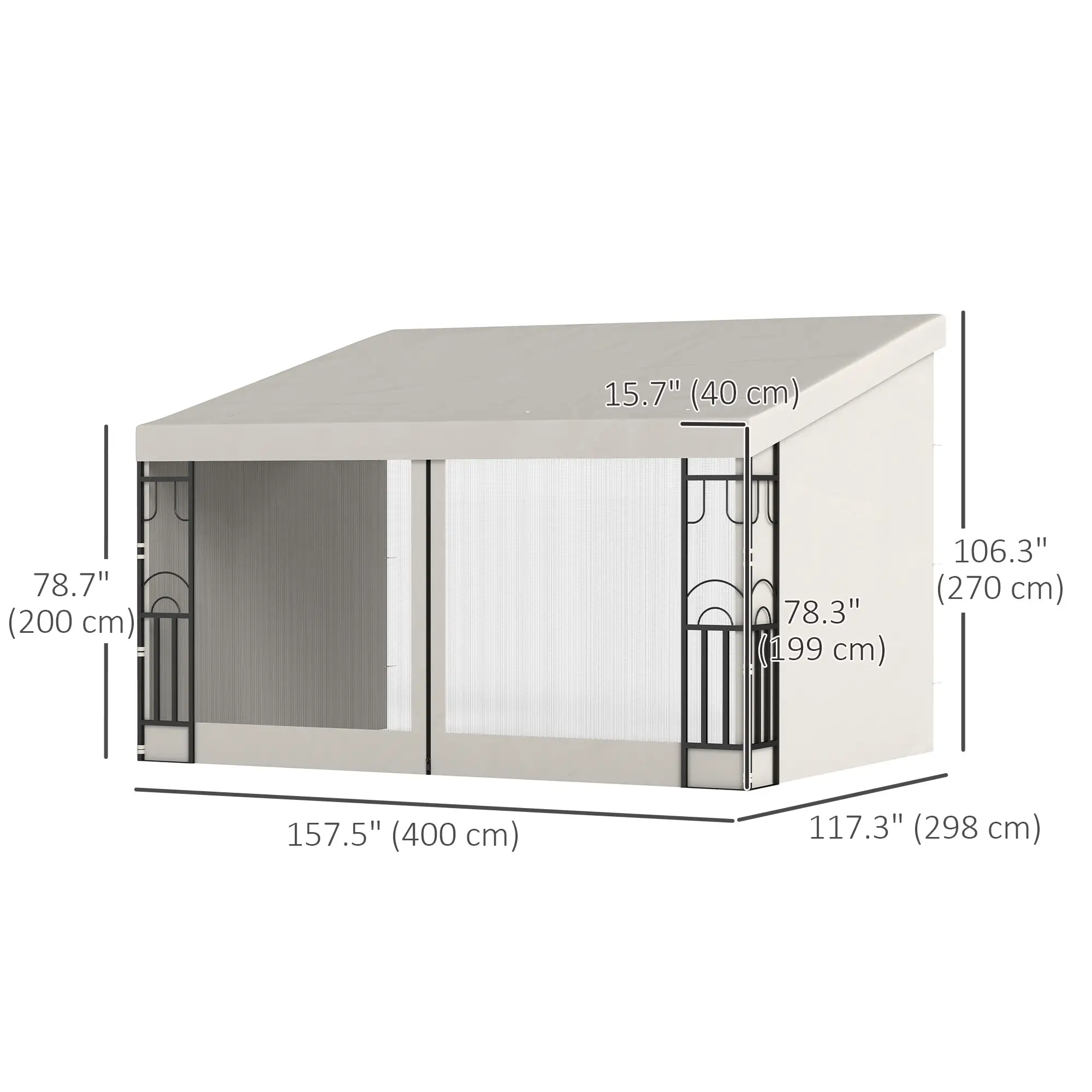 10' x 13' Outdoor Pergola, UV Resistant, with Curtains, Beige - Image 3