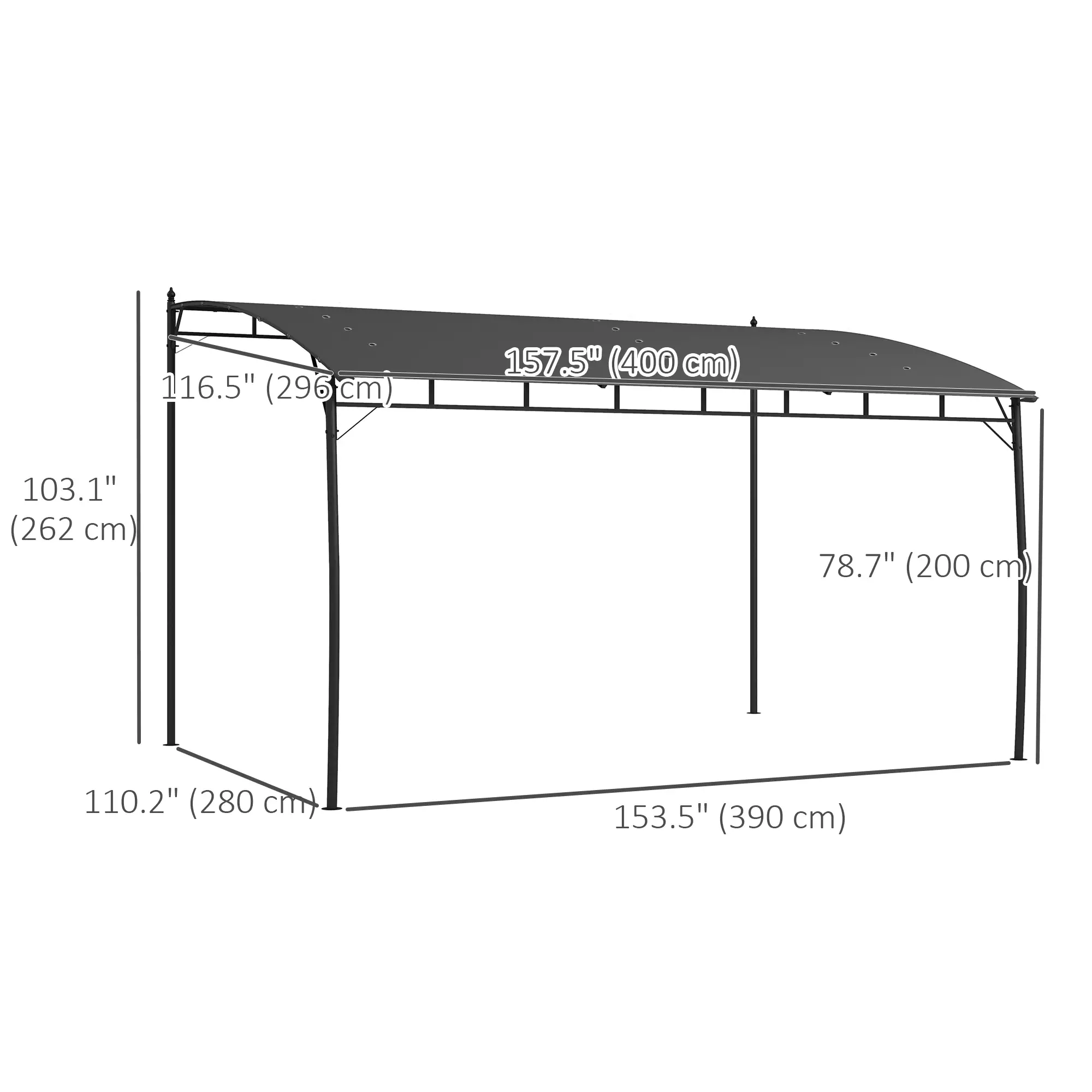 10' x 13' Outdoor Pergola, UV30+ Canopy, Steel Frame, Dark Grey - Image 3