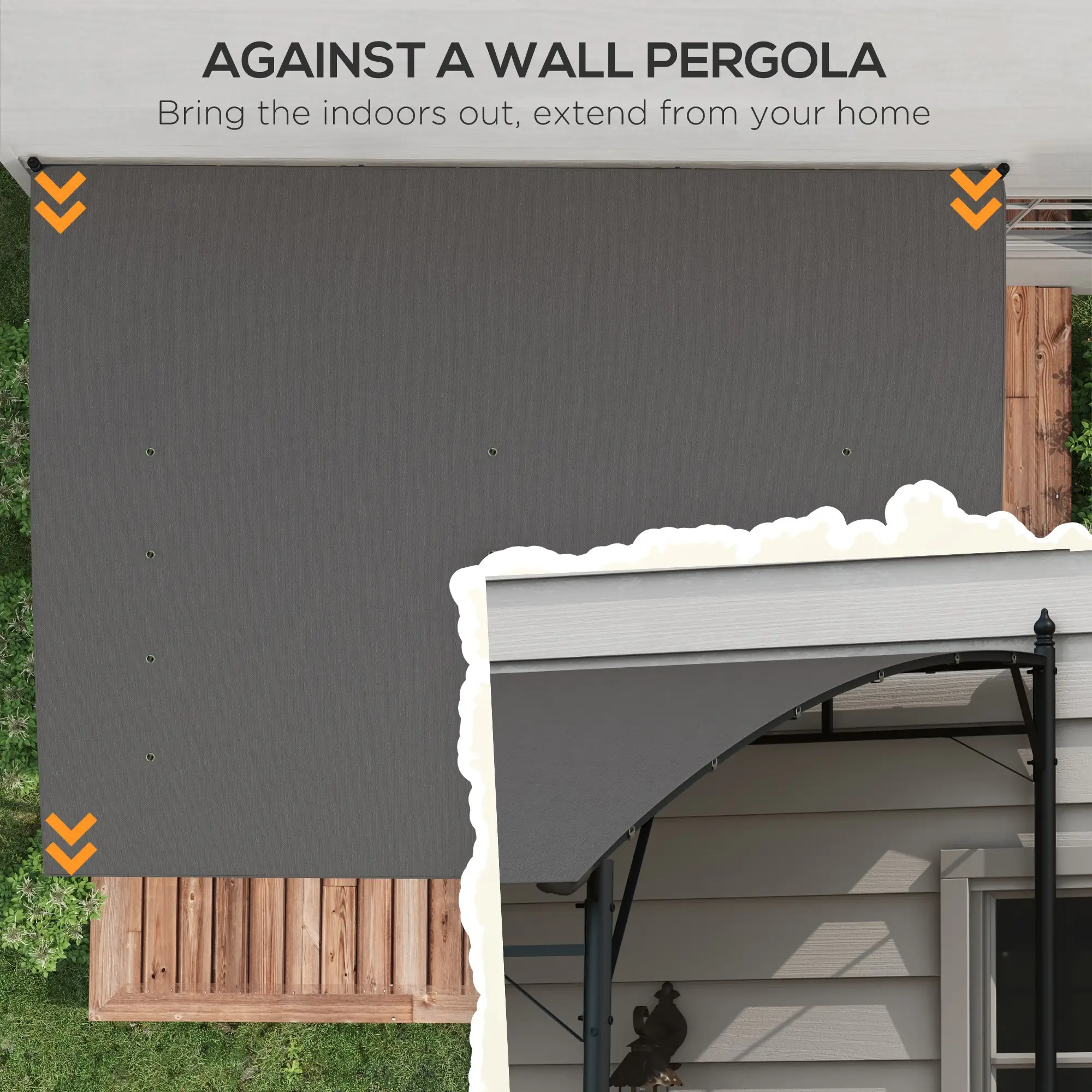 10' x 13' Outdoor Pergola, UV30+ Canopy, Steel Frame, Dark Grey - Image 4