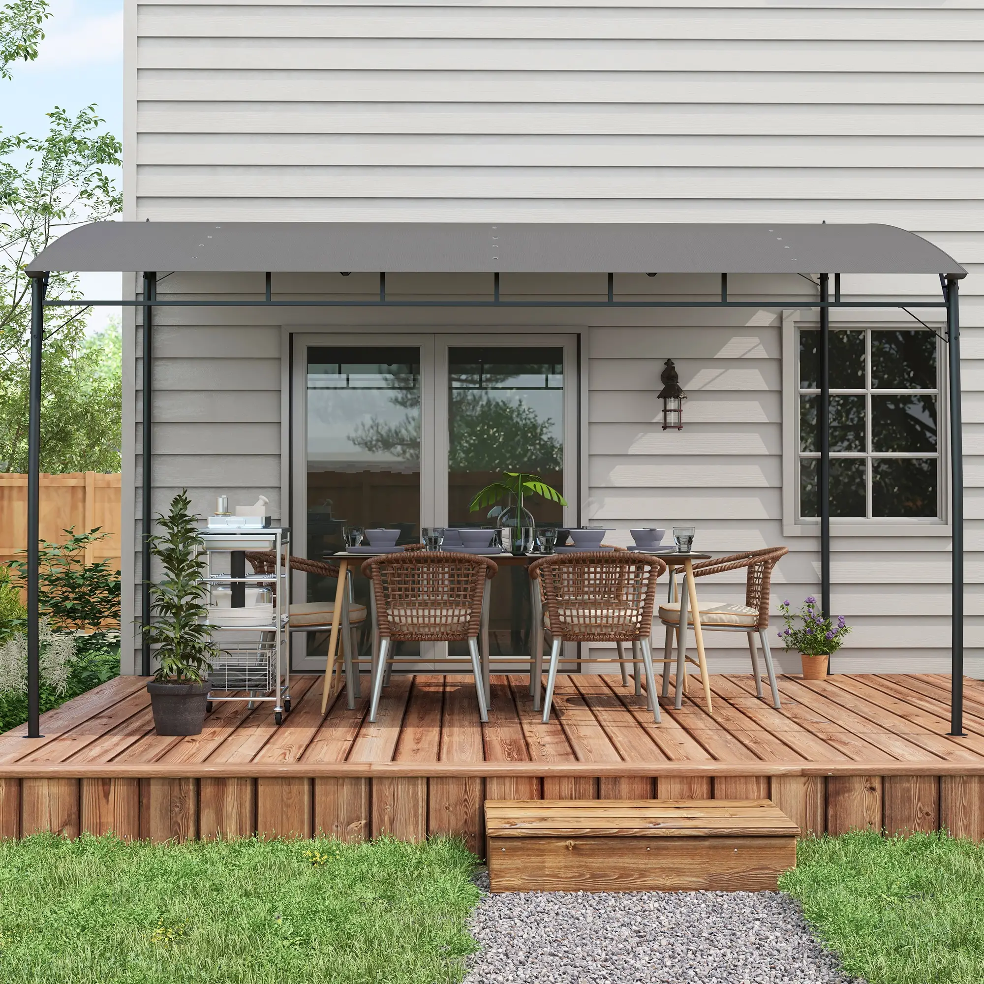 10' x 13' Outdoor Pergola, UV30+ Canopy, Steel Frame, Dark Grey - Image 7