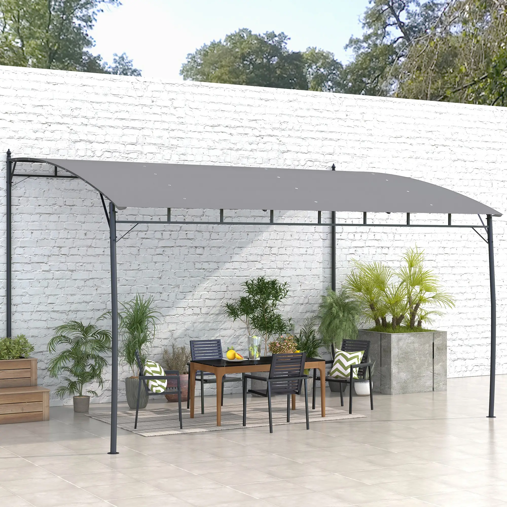 10' x 13' Outdoor Pergola, UV30+ Canopy, Steel Frame, Dark Grey - Image 8