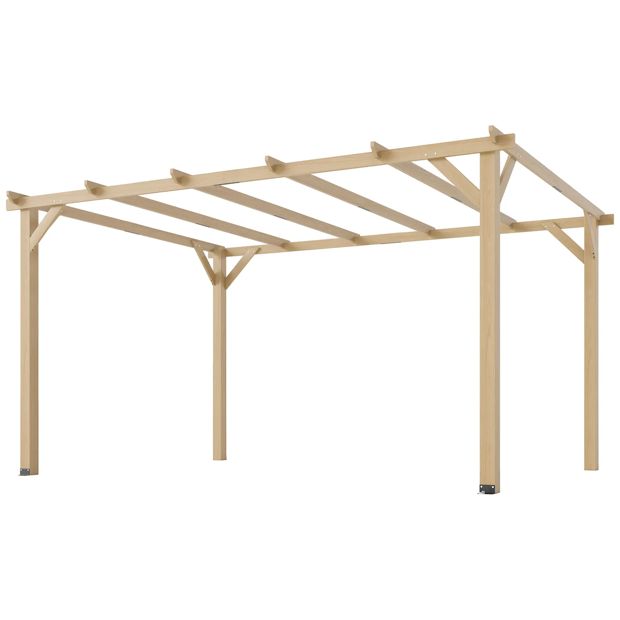 10' x 13' Wooden Pergola, Outdoor Gazebo Trellis, Concrete Anchors