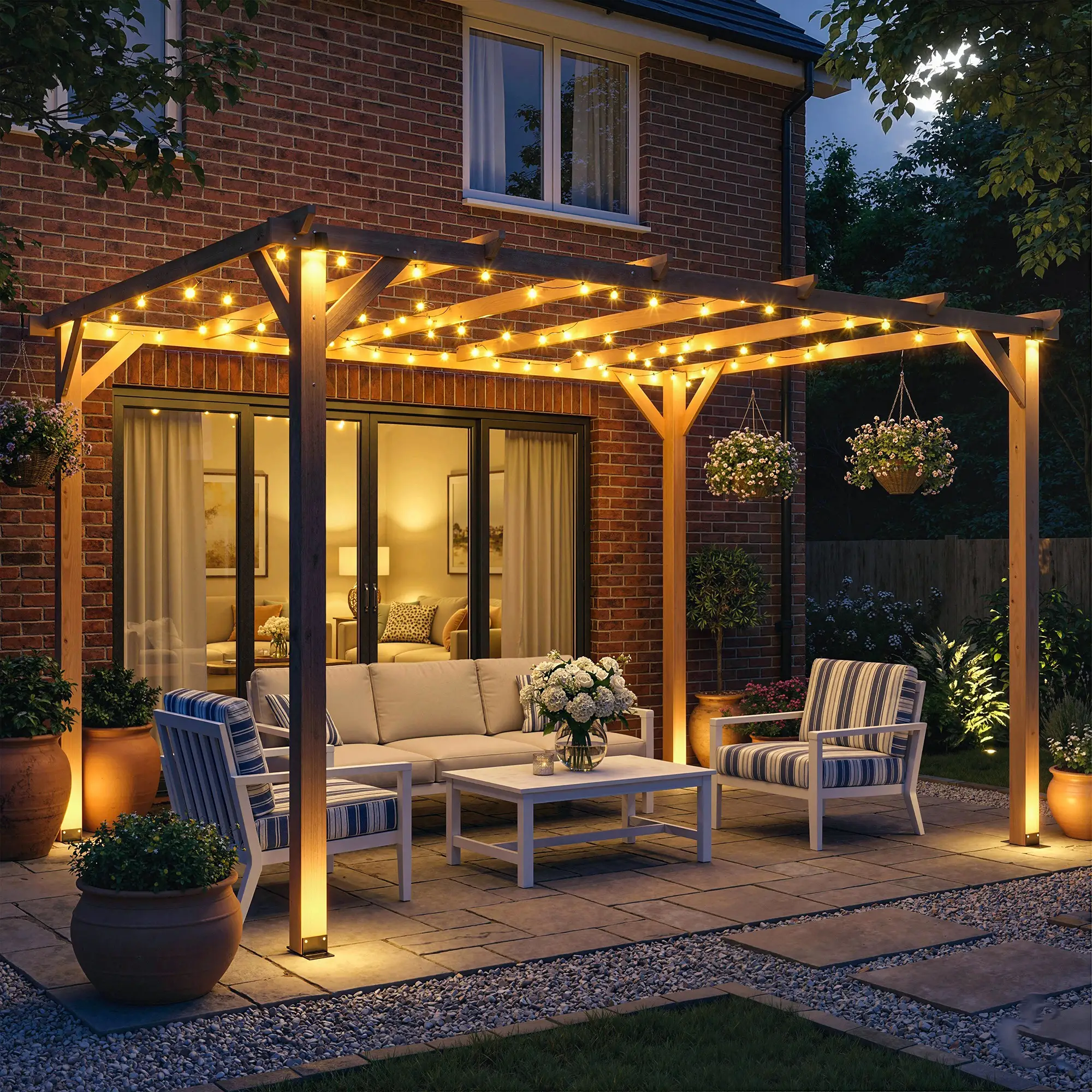 10' x 13' Wooden Pergola, Outdoor Gazebo Trellis, Concrete Anchors - Image 10