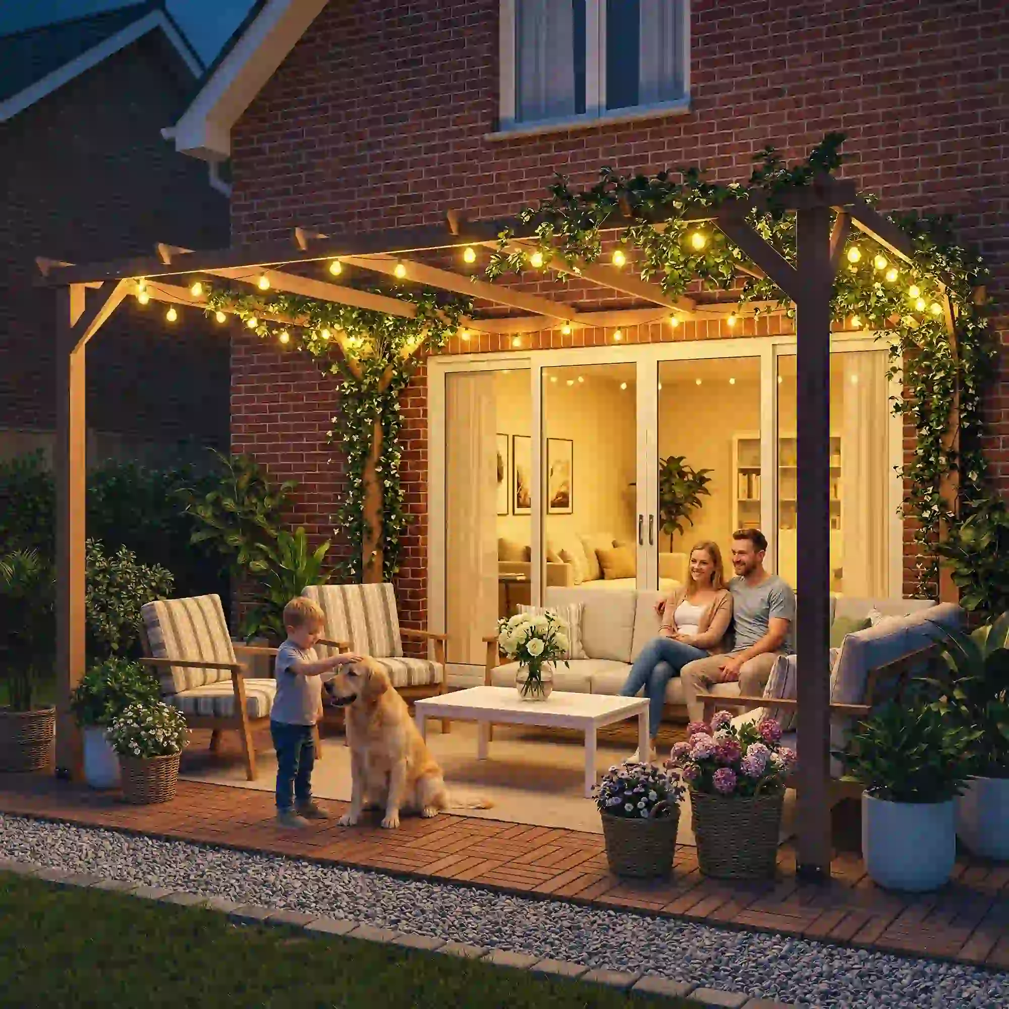 10' x 13' Wooden Pergola, Outdoor Gazebo Trellis, Concrete Anchors - Image 7