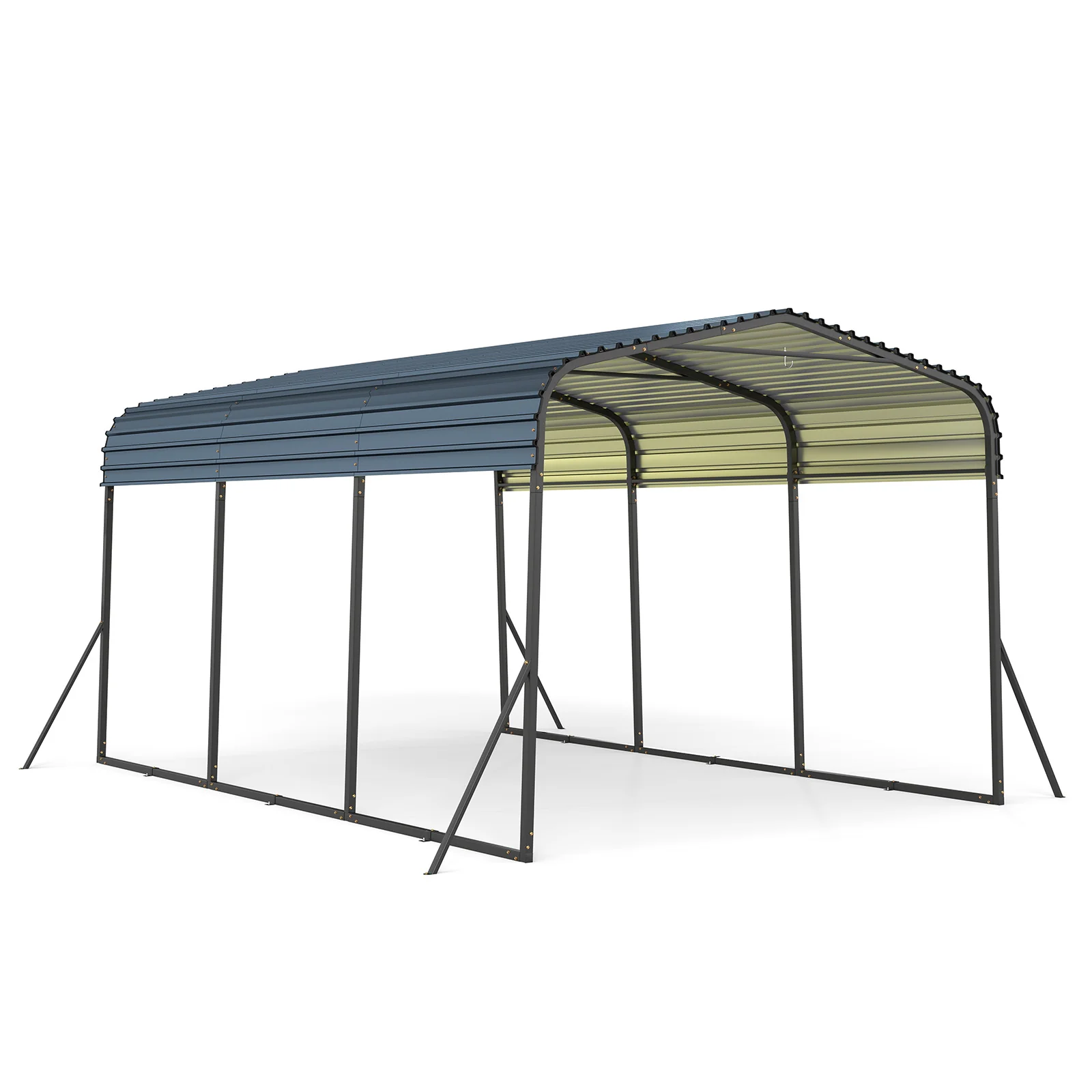 10 x 14.5 FT Heavy-Duty Carport, Galvanized Steel Garage, Black