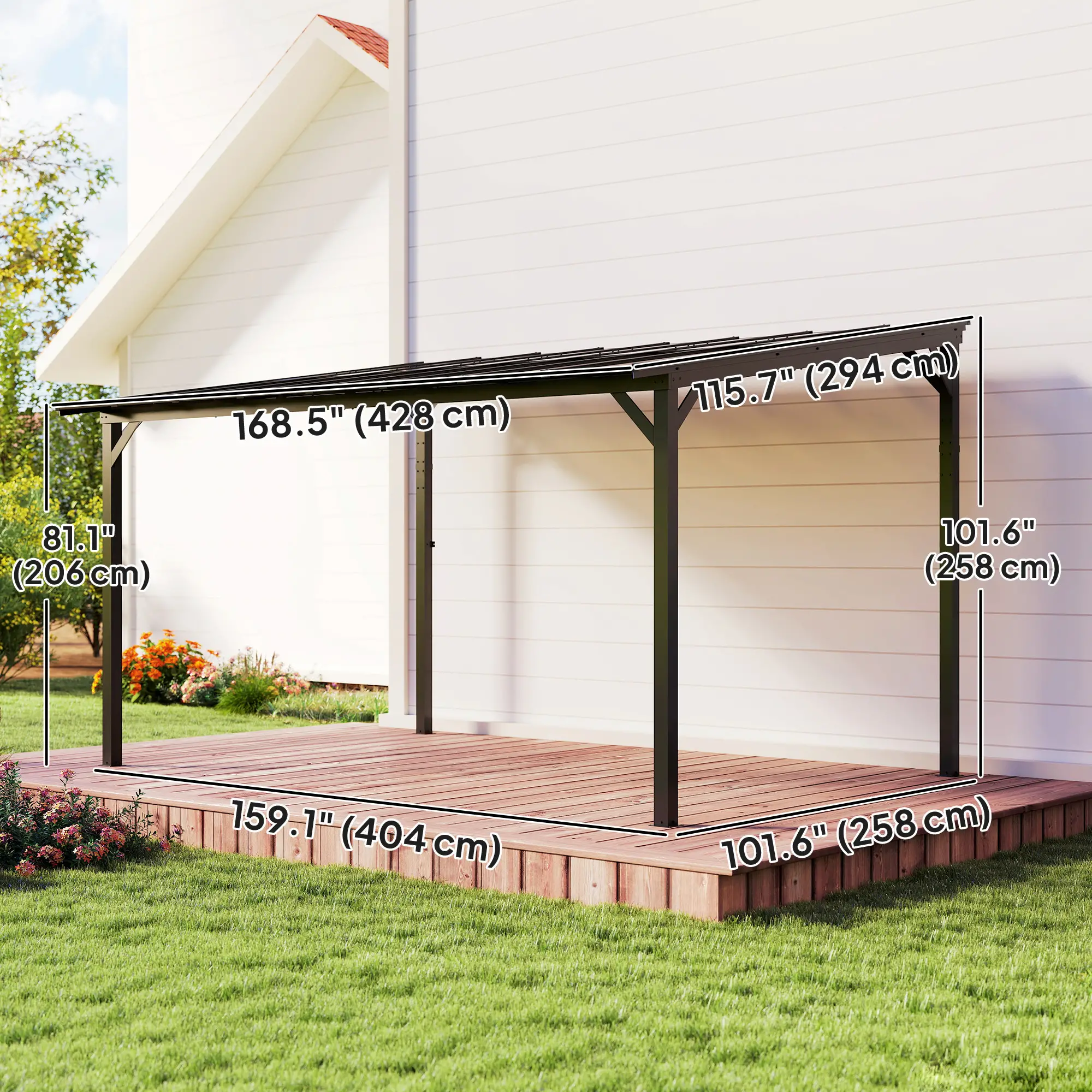 10' x 14' Hardtop Gazebo, Wall Mounted, Free Standing, UPF 50+, Waterproof Roof - Image 3