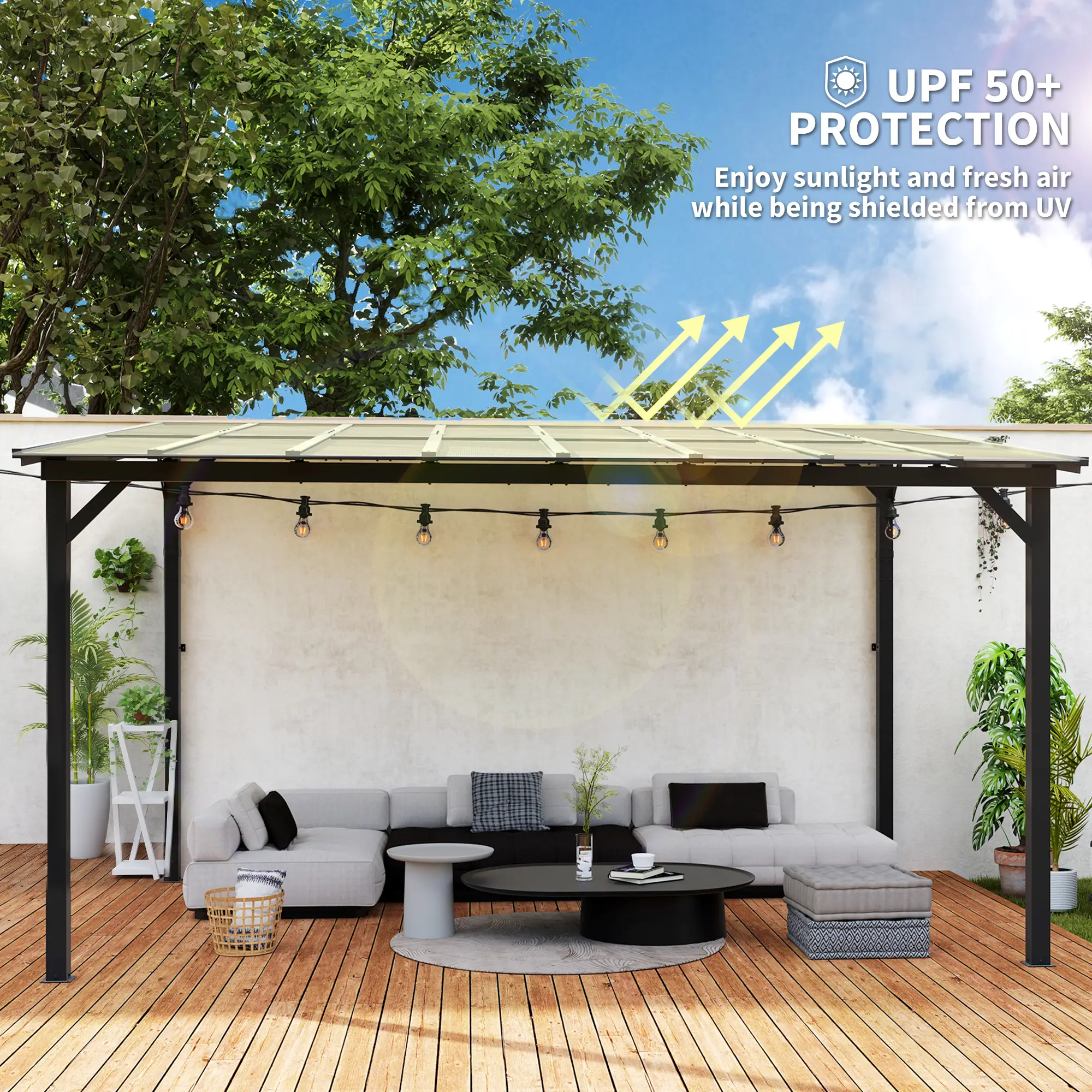 10' x 14' Hardtop Gazebo, Wall Mounted, Free Standing, UPF 50+, Waterproof Roof - Image 4