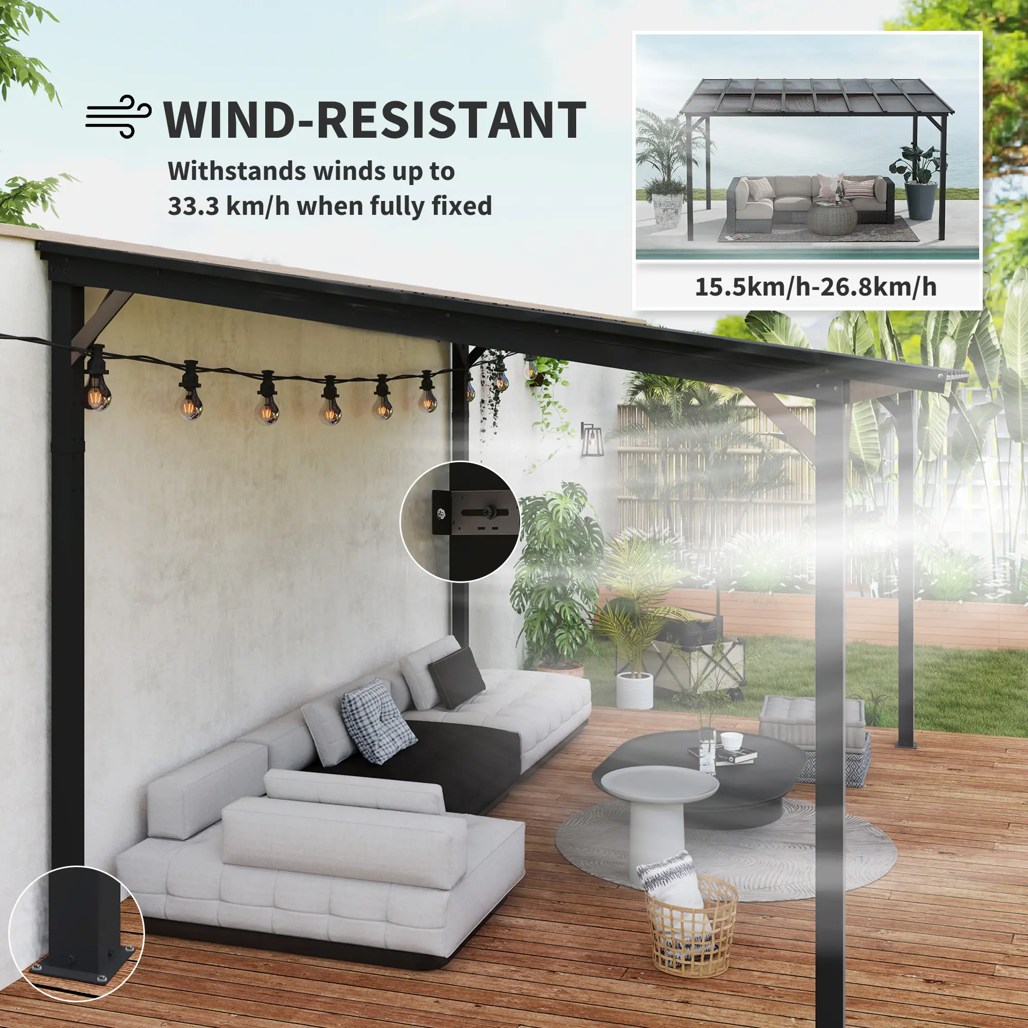 10' x 14' Hardtop Gazebo, Wall Mounted, Free Standing, UPF 50+, Waterproof Roof - Image 6