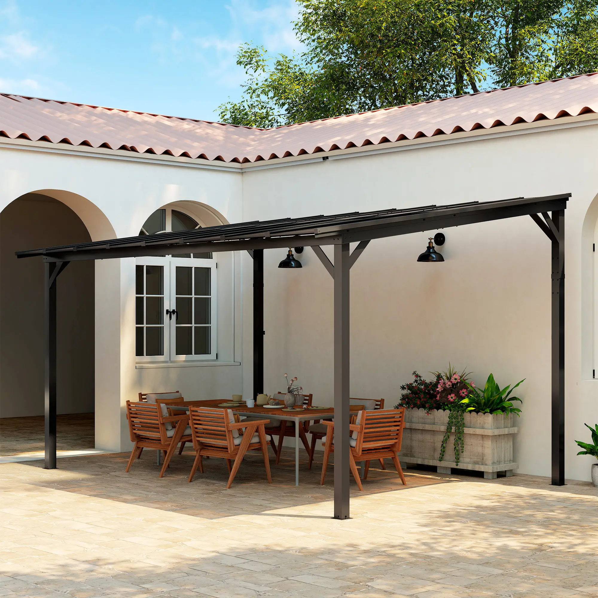 10' x 14' Hardtop Gazebo, Wall Mounted, Free Standing, UPF 50+, Waterproof Roof - Image 9