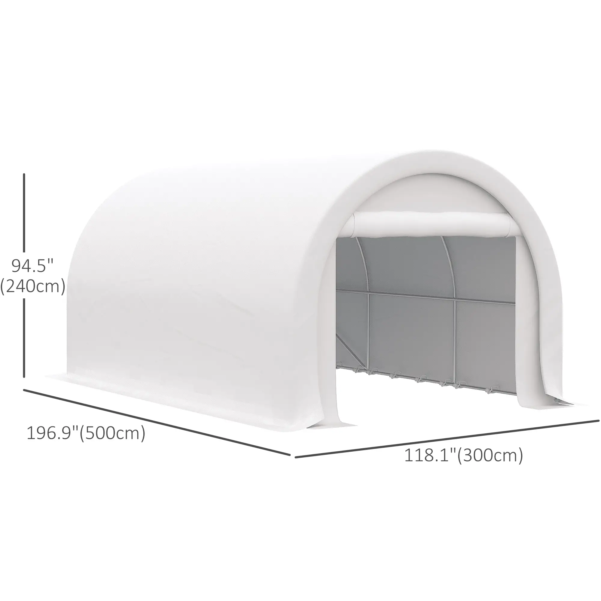 10' x 16' Heavy Duty Carport Tent, PE Cover, White - Image 3