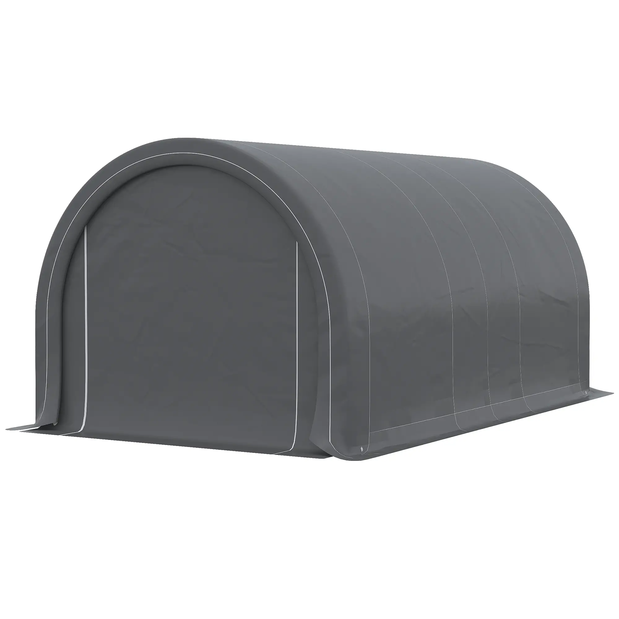 10' x 16' Heavy Duty Carport Tent, Zippered Door, PE Cover, Grey - Image 11