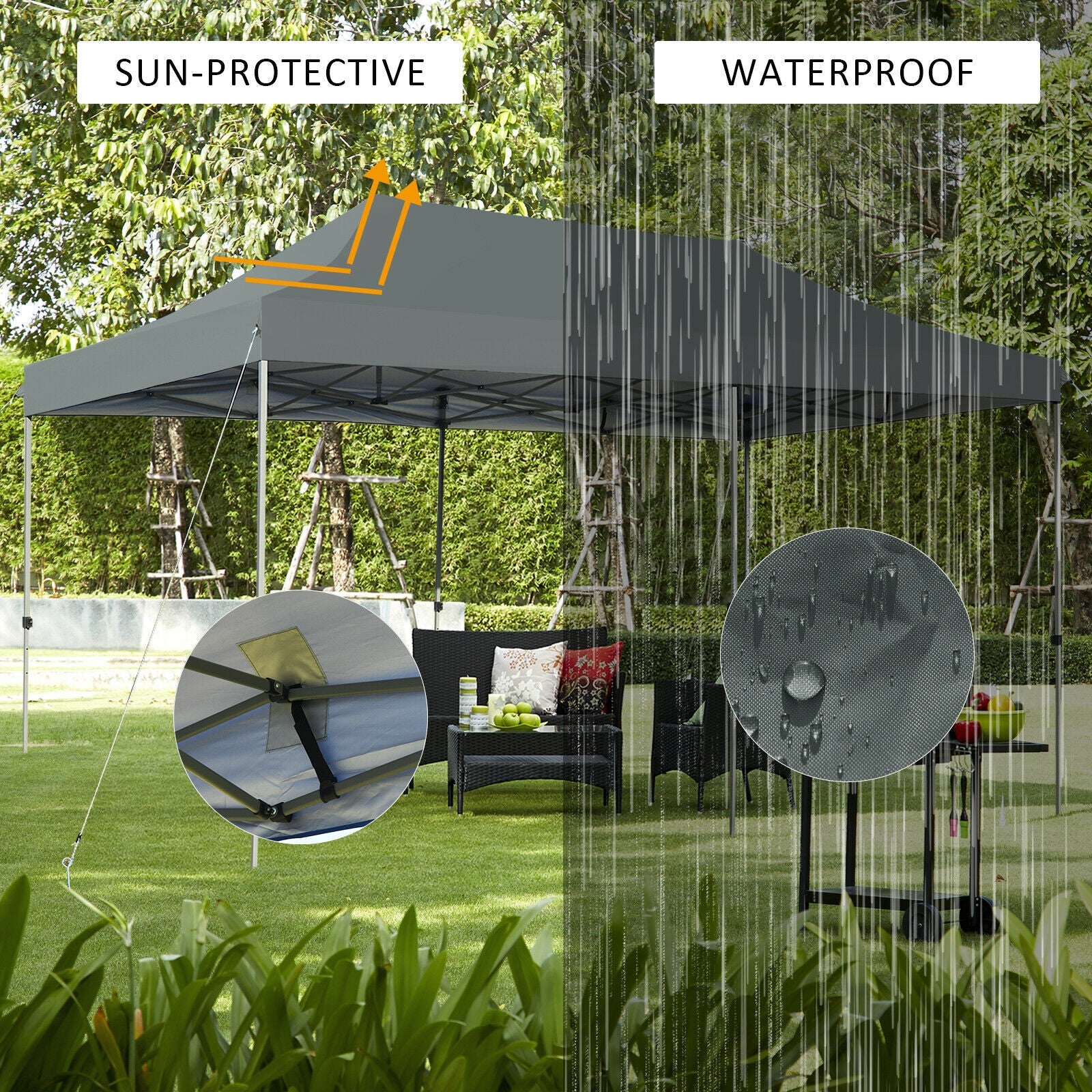 10 x 20 Feet Adjustable Folding Sun Shelter, With Carrying Bag, Gray - Image 8