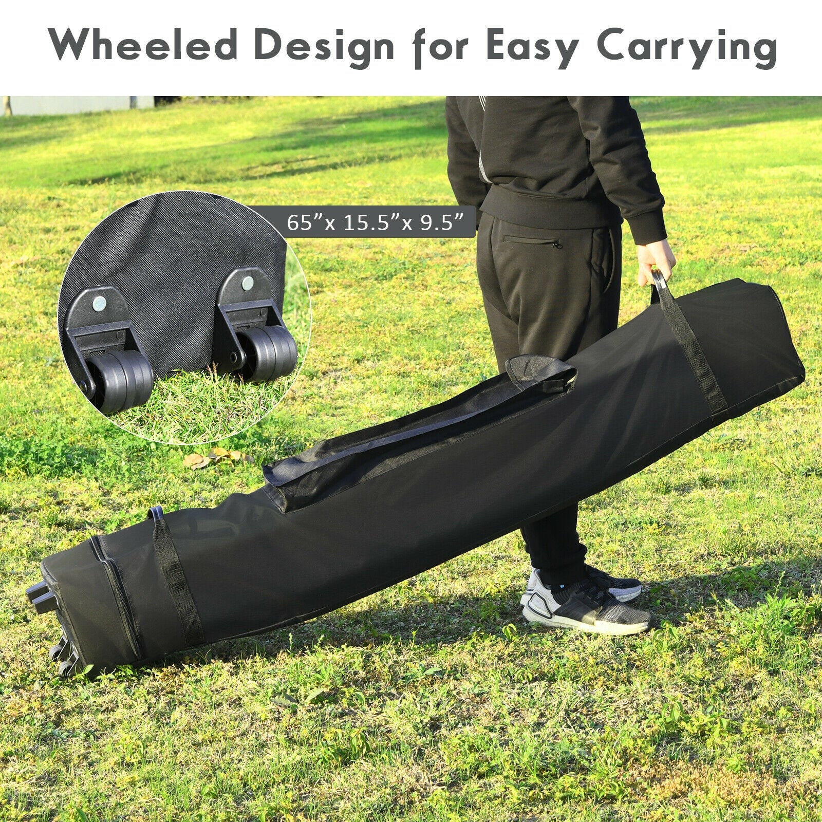 10 x 20 Feet Adjustable Folding Sun Shelter, With Carrying Bag, Gray - Image 9