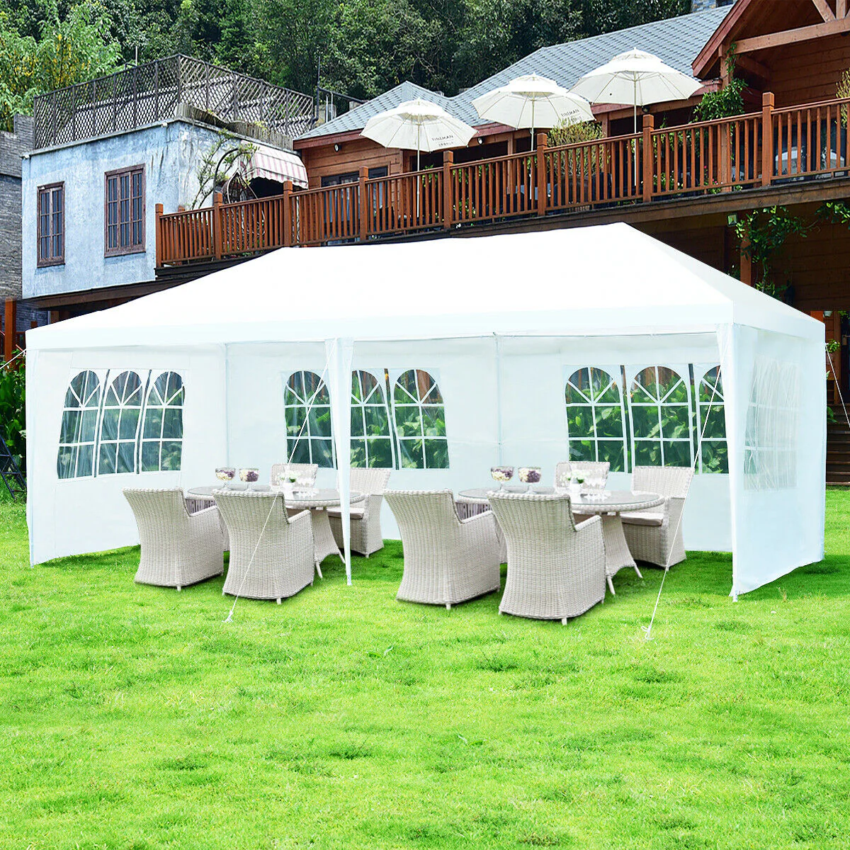 10 x 20 Feet Outdoor Canopy Tent, Removable Walls, Carry Bag, White - Image 2