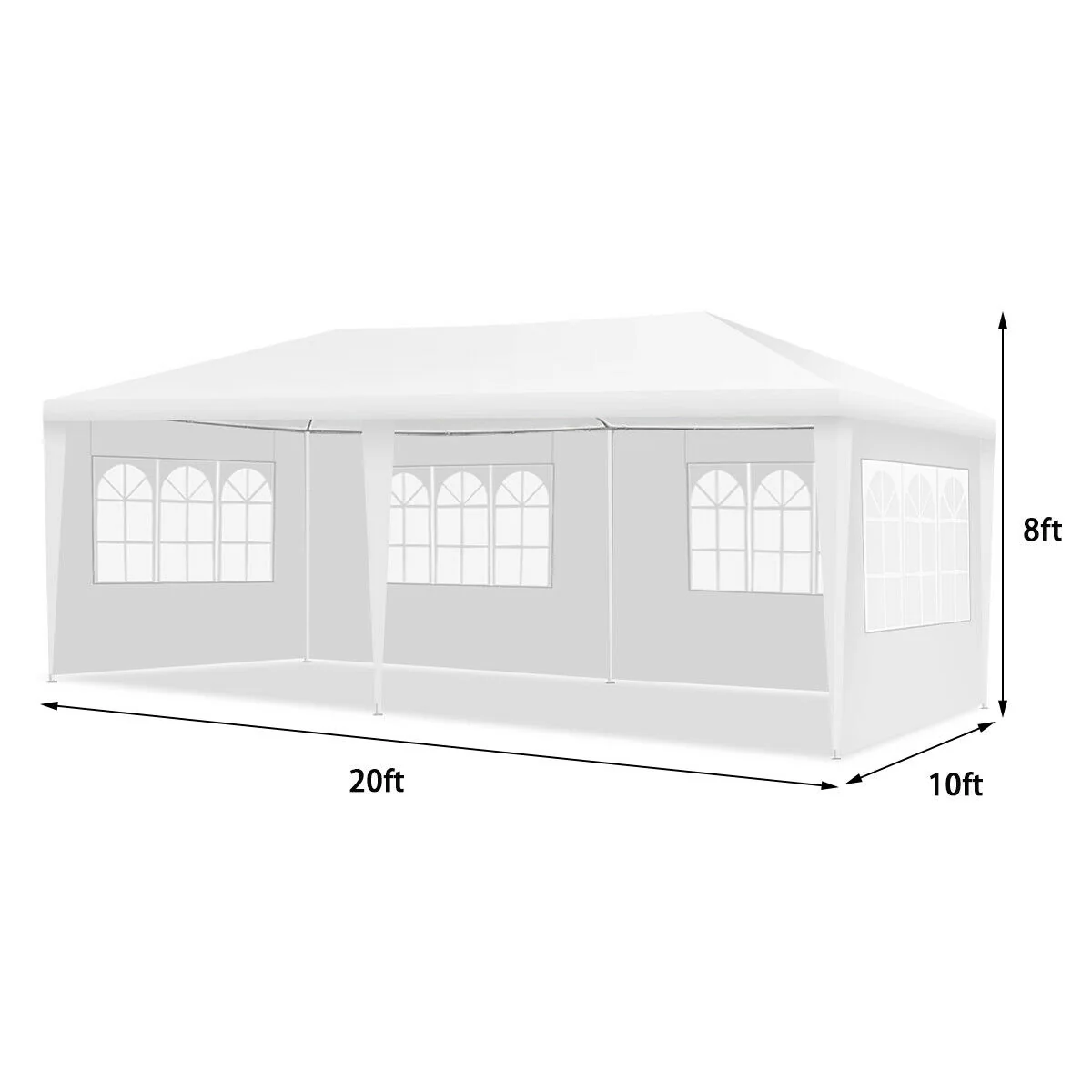 10 x 20 Feet Outdoor Canopy Tent, Removable Walls, Carry Bag, White - Image 6