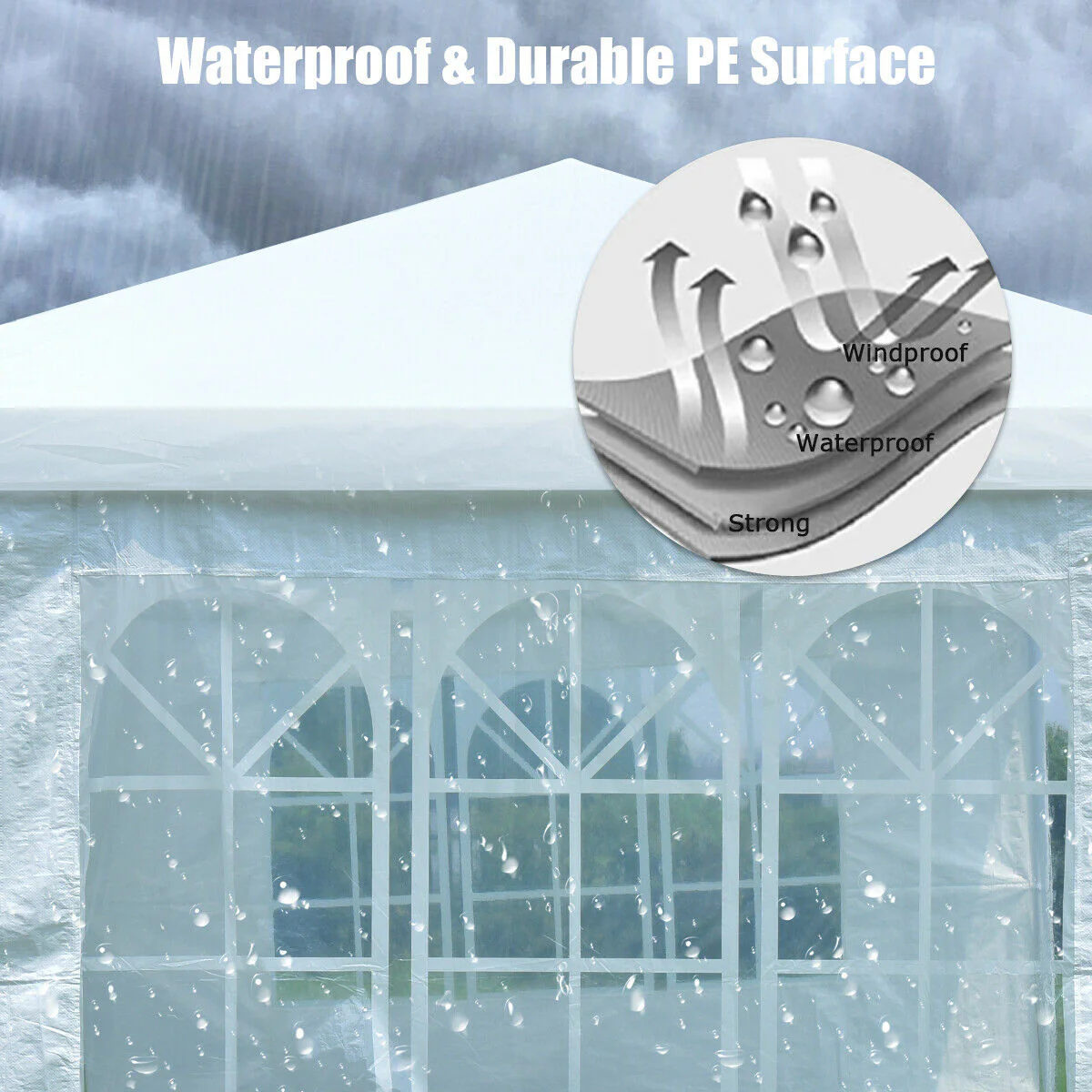 10 x 20 Feet Outdoor Canopy Tent, Removable Walls, Carry Bag, White - Image 8