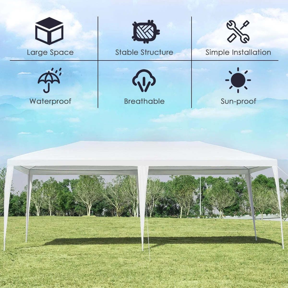 10 x 20 Feet Waterproof Canopy Tent, Tent Peg, Wind Rope - Image 3