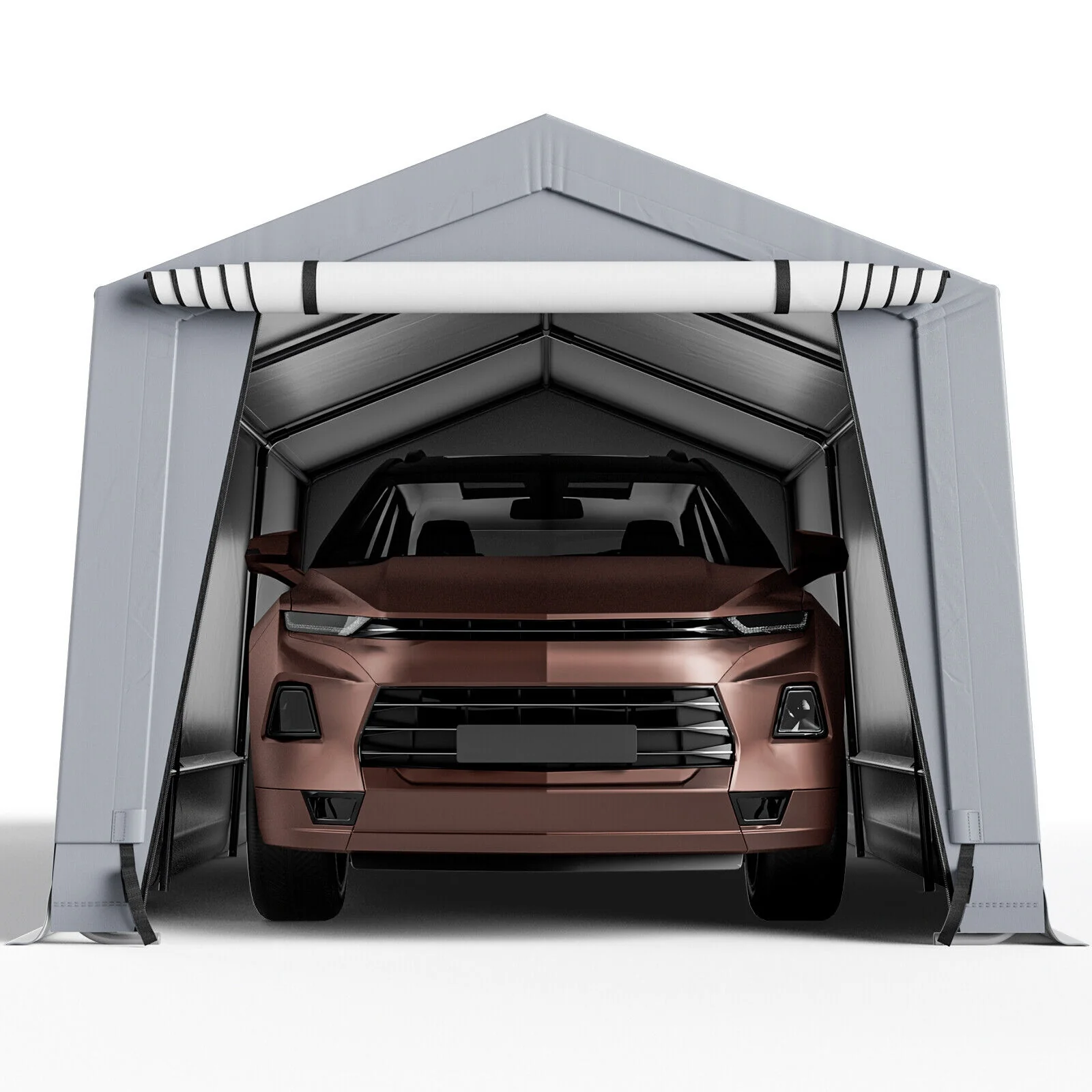 10 x 20 Ft Heavy Duty Outdoor Carport, 2 Doors, Gray - Image 7
