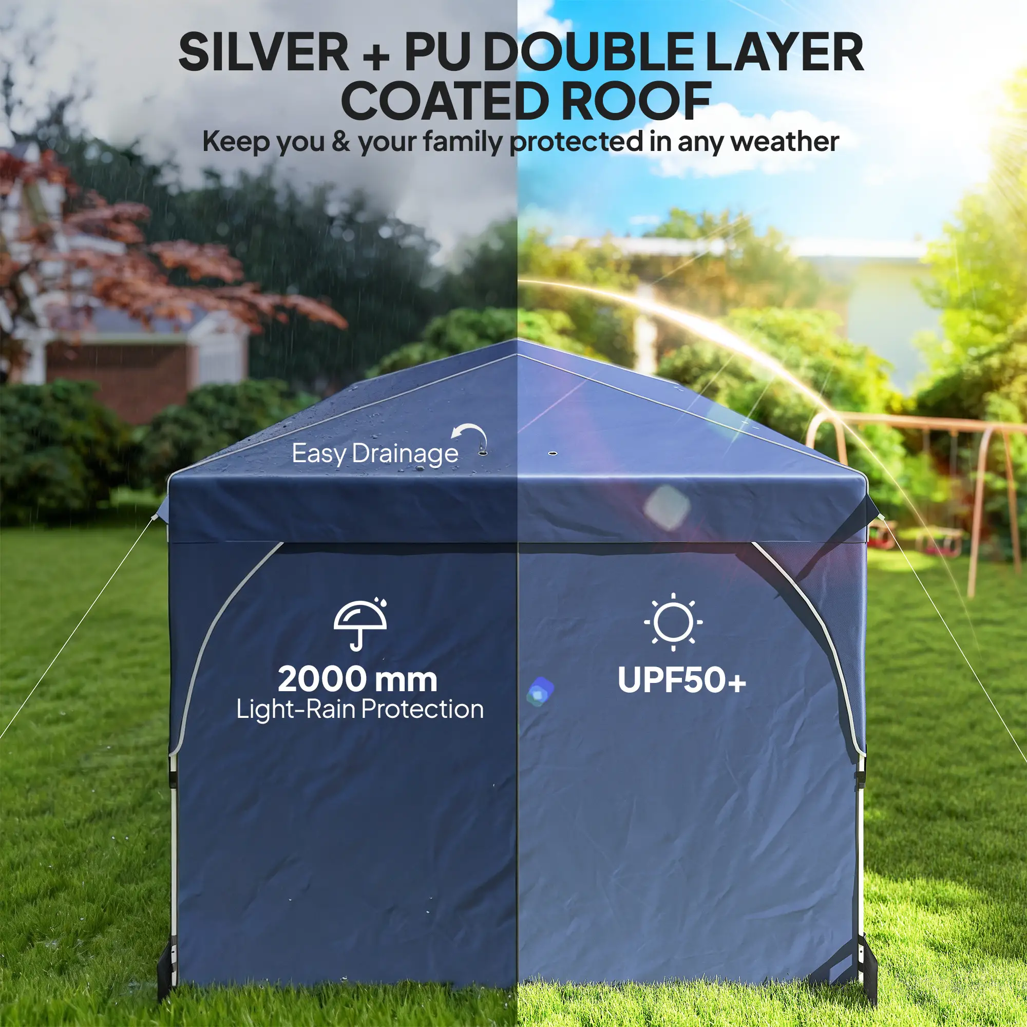 10 x 20 ft Pop Up Canopy Tent, UPF 50+, 6 Sandbags, Dark Blue - Image 4
