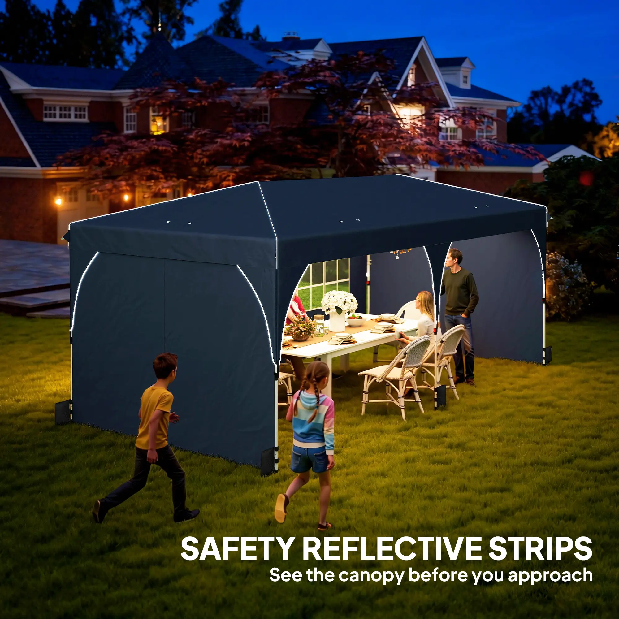 10 x 20 ft Pop Up Canopy Tent, UPF 50+, 6 Sandbags, Dark Blue - Image 5