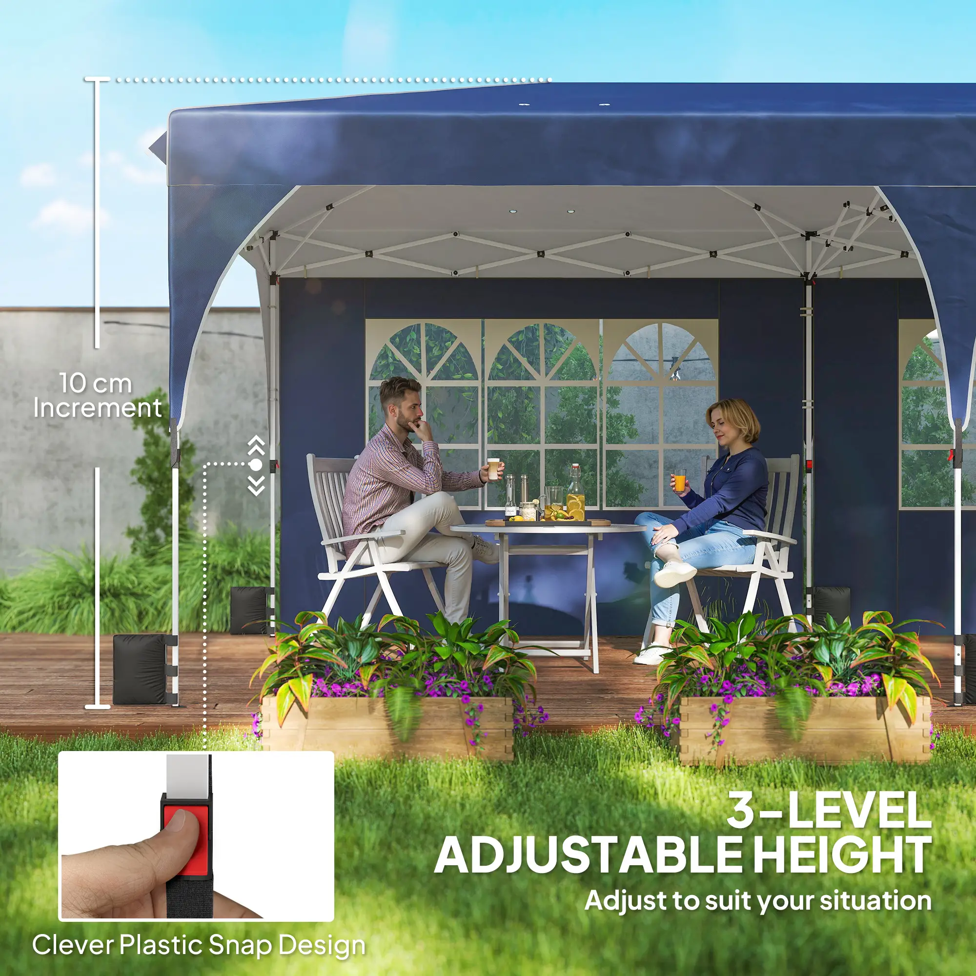 10 x 20 ft Pop Up Canopy Tent, UPF 50+, 6 Sandbags, Dark Blue - Image 9