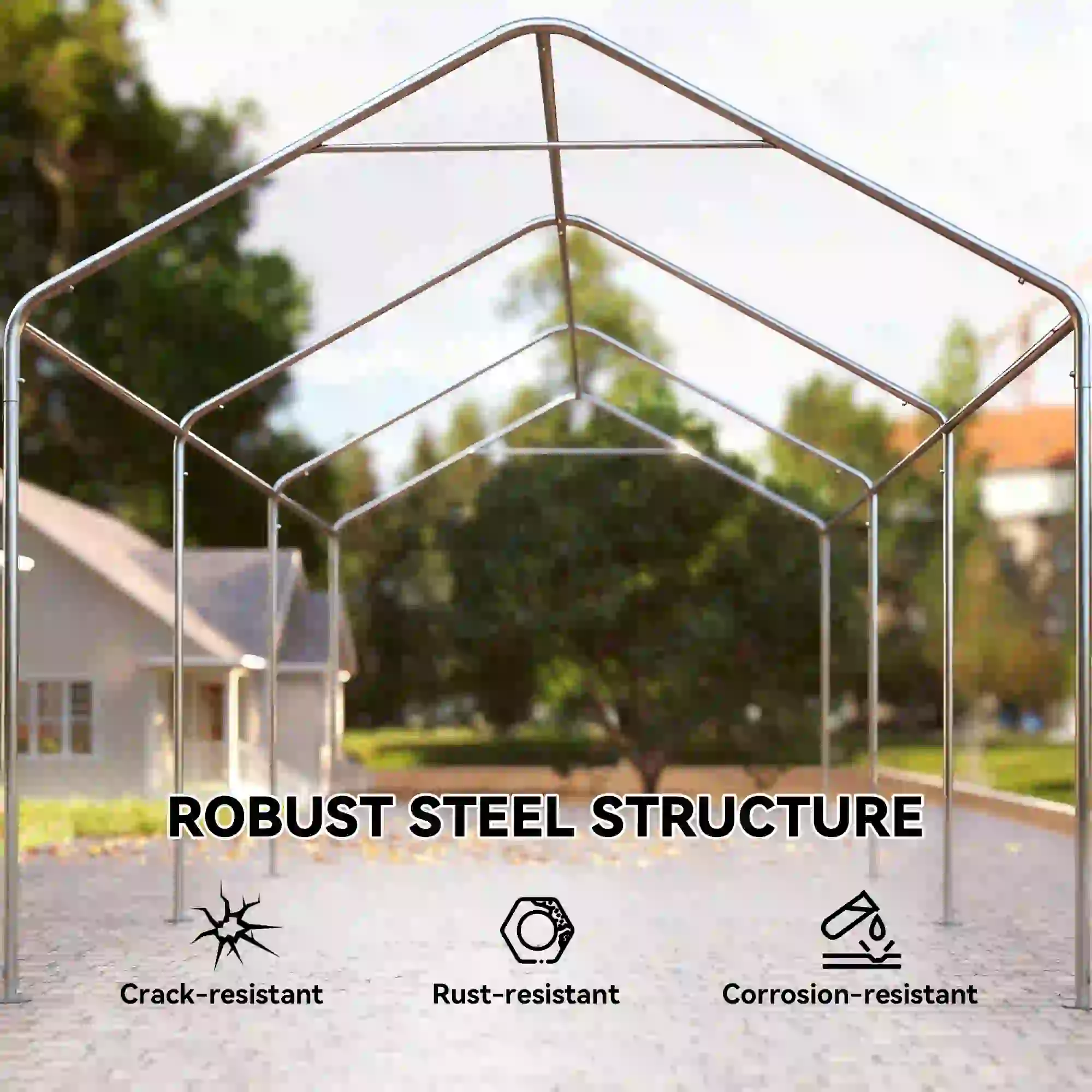 10 x 20 ft Portable Garage, 2 Roll-Up Doors, Removable Sidewalls, White - Image 7