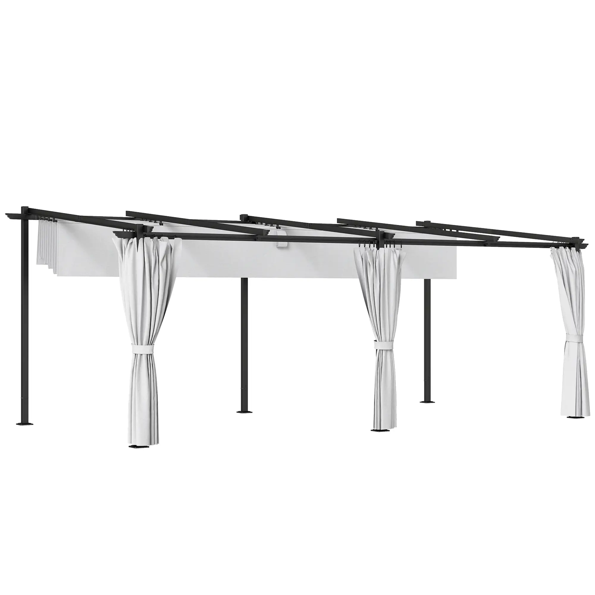 10' x 20' Metal Retractable Pergola Canopy With Sidewalls, Outdoor Gazebo UPF30+ Sun Shade Shelter - Image 11