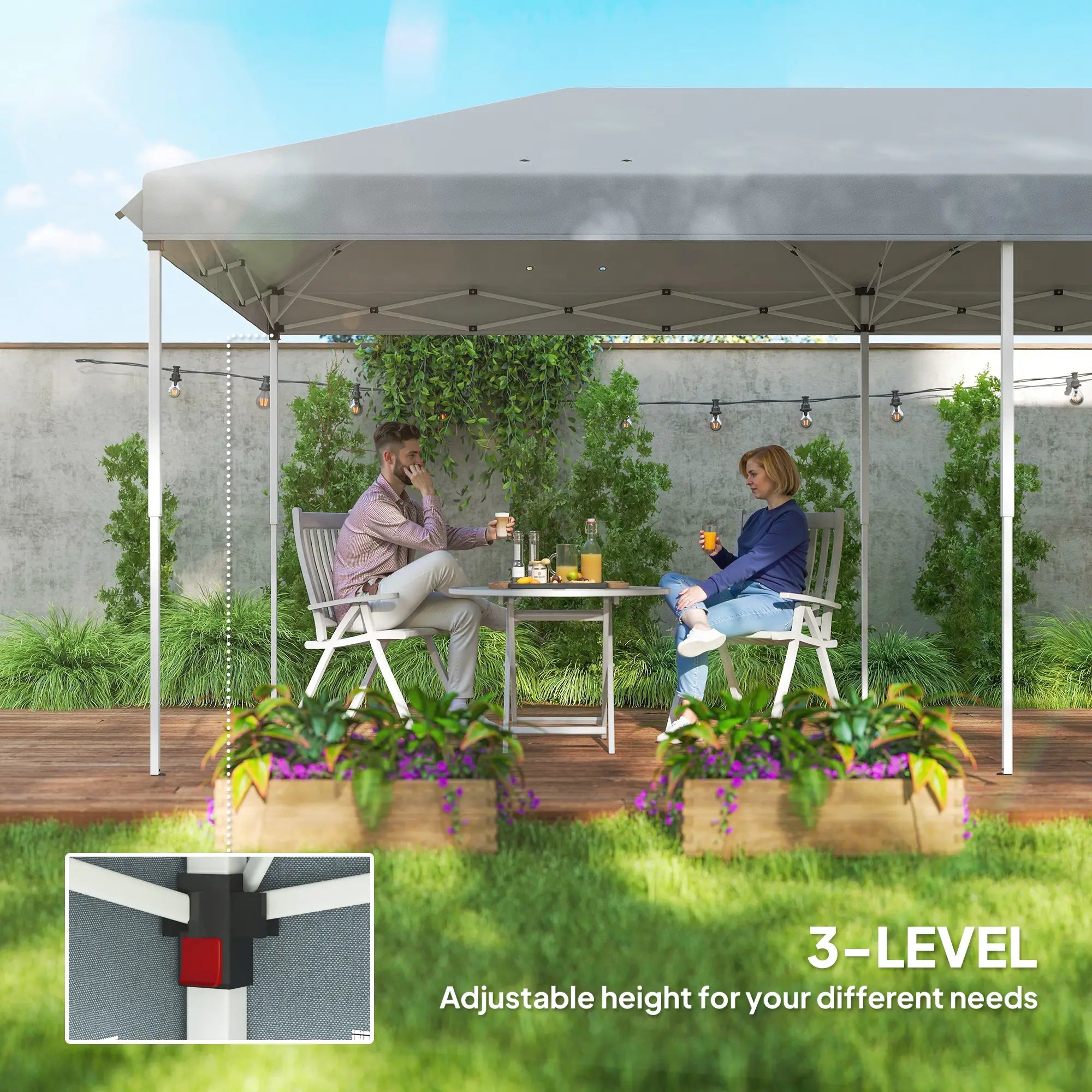 10' x 20' Pop Up Canopy Tent Gazebo, Removable Mesh Sidewall, Carry Bag, Grey - Image 7