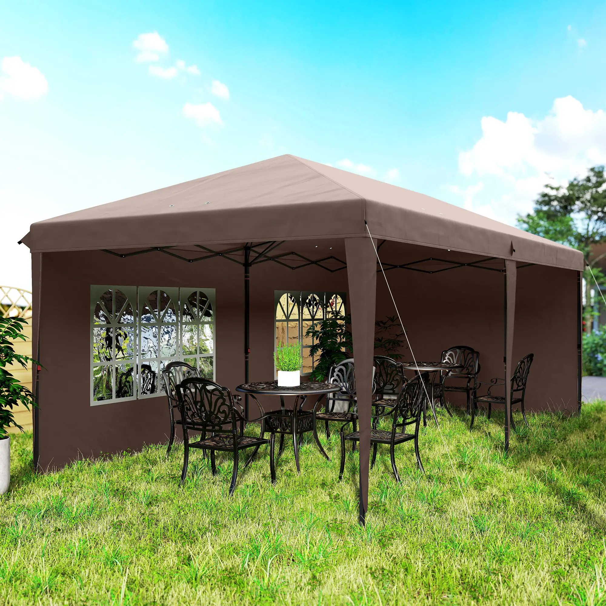 10' x 20' Pop Up Canopy Tent, Instant Shelter With Carrying Bag, Coffee - Image 10