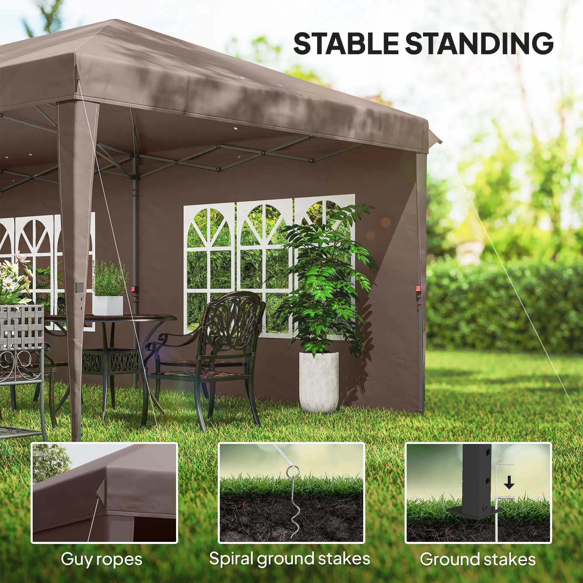 10' x 20' Pop Up Canopy Tent, Instant Shelter With Carrying Bag, Coffee - Image 7