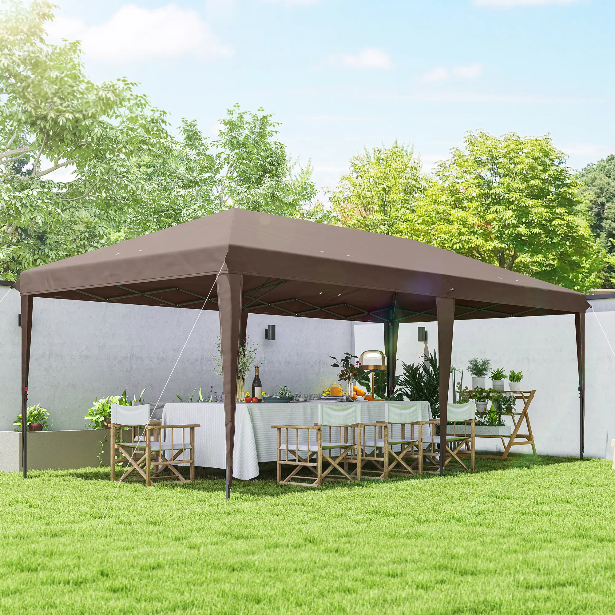 10' x 20' Pop Up Canopy Tent, Instant Shelter With Carrying Bag, Coffee - Image 9