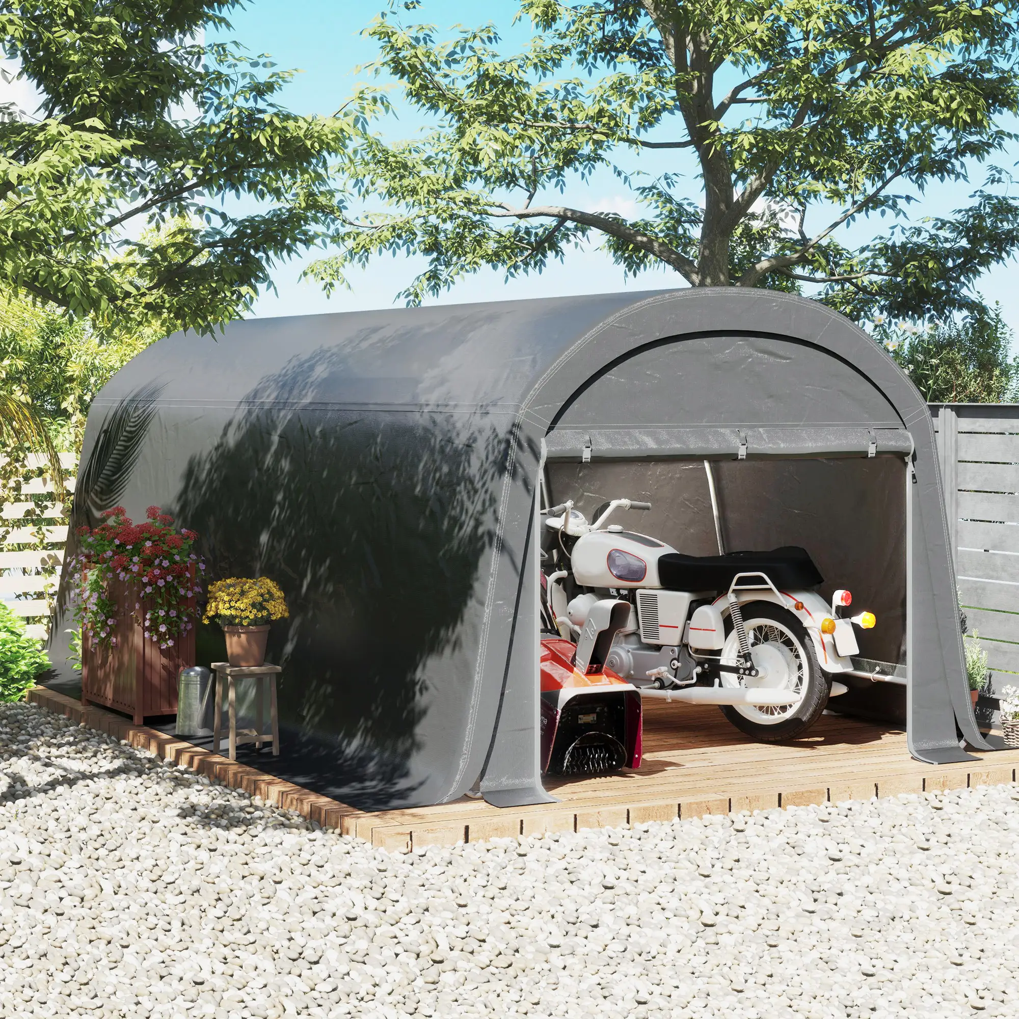 10' x 20' Portable Shed, Motorcycle Bike Tent, Dark Grey - Image 2