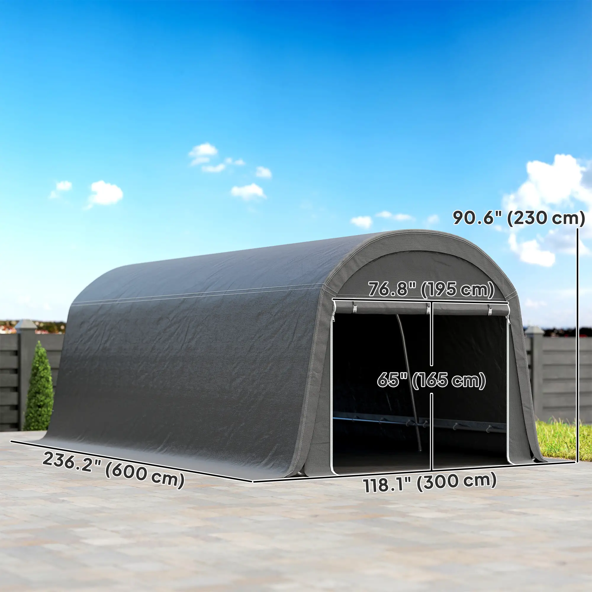 10' x 20' Portable Shed, Motorcycle Bike Tent, Dark Grey - Image 3