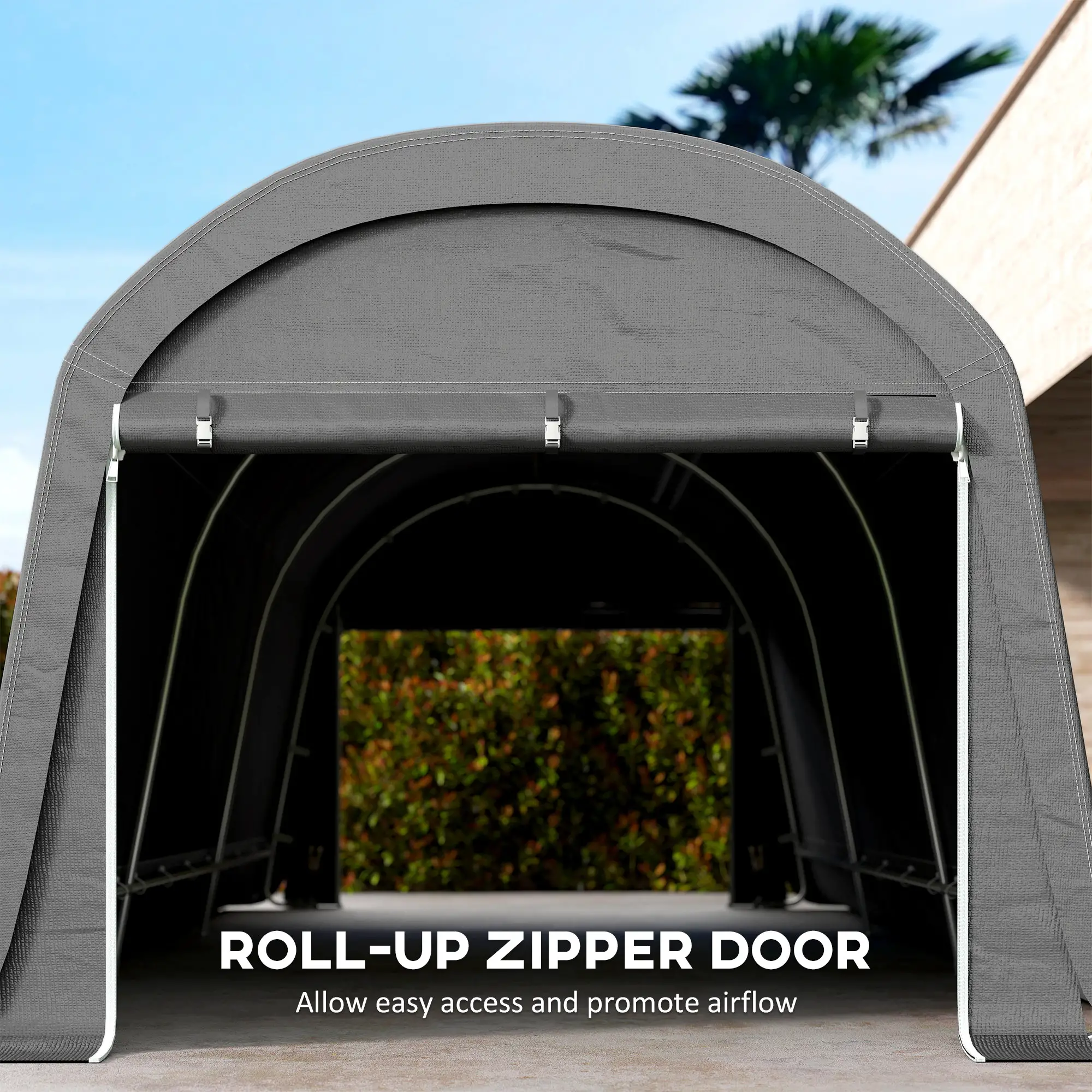 10' x 20' Portable Shed, Motorcycle Bike Tent, Dark Grey - Image 6