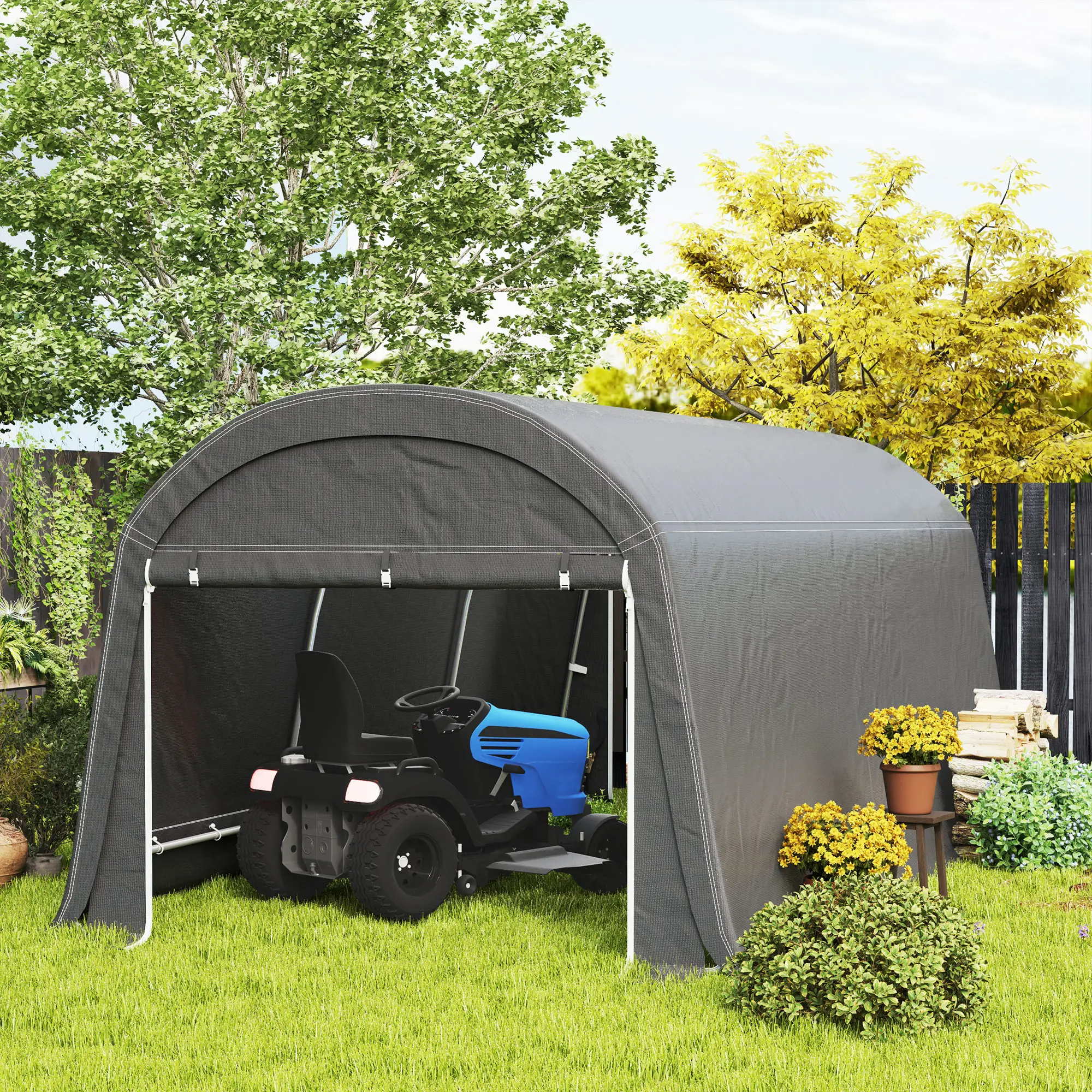 10' x 20' Portable Shed, Motorcycle Bike Tent, Dark Grey - Image 8