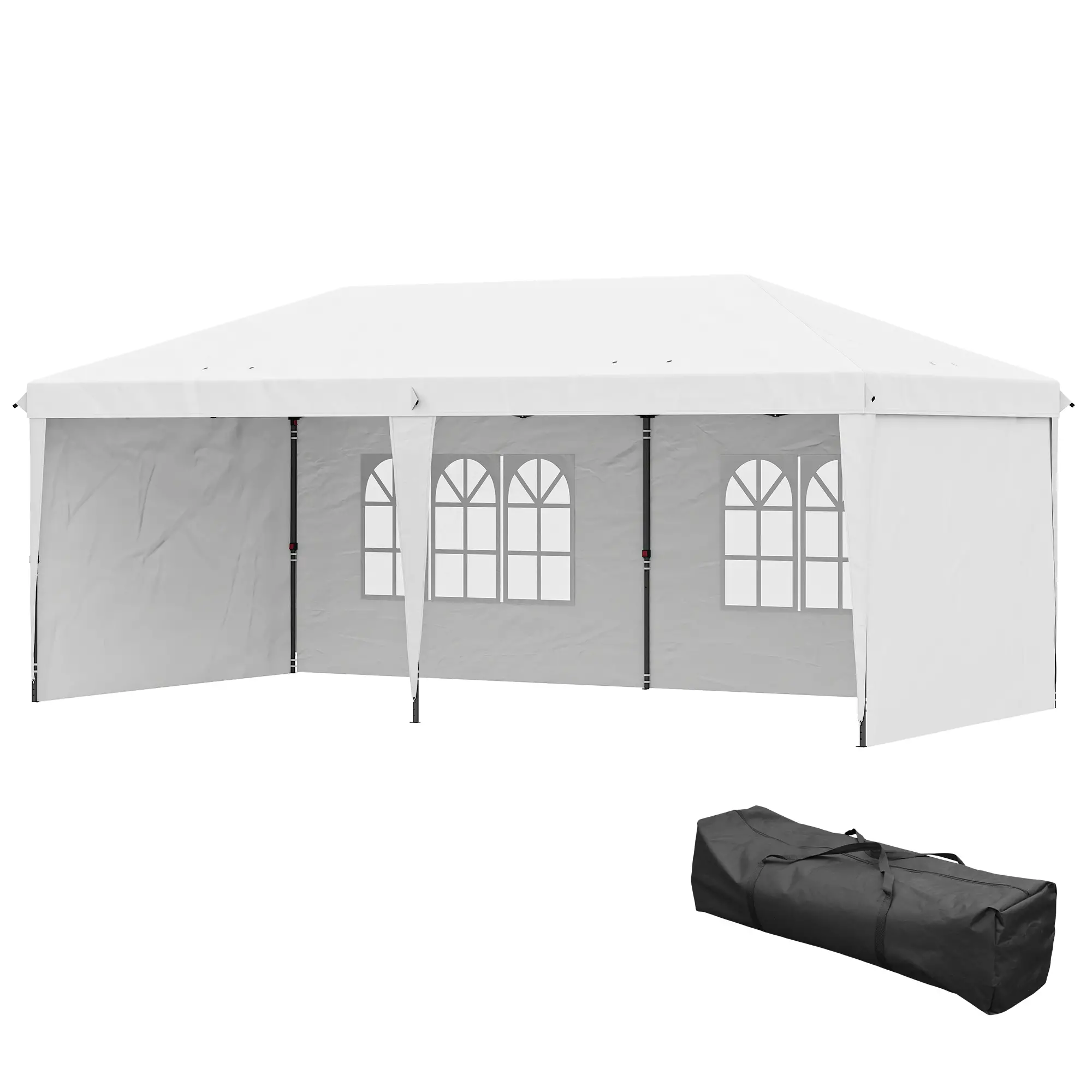 10' x 20' Outdoor Pop Up Canopy Tent, Instant Shelter With Carrying Bag, White