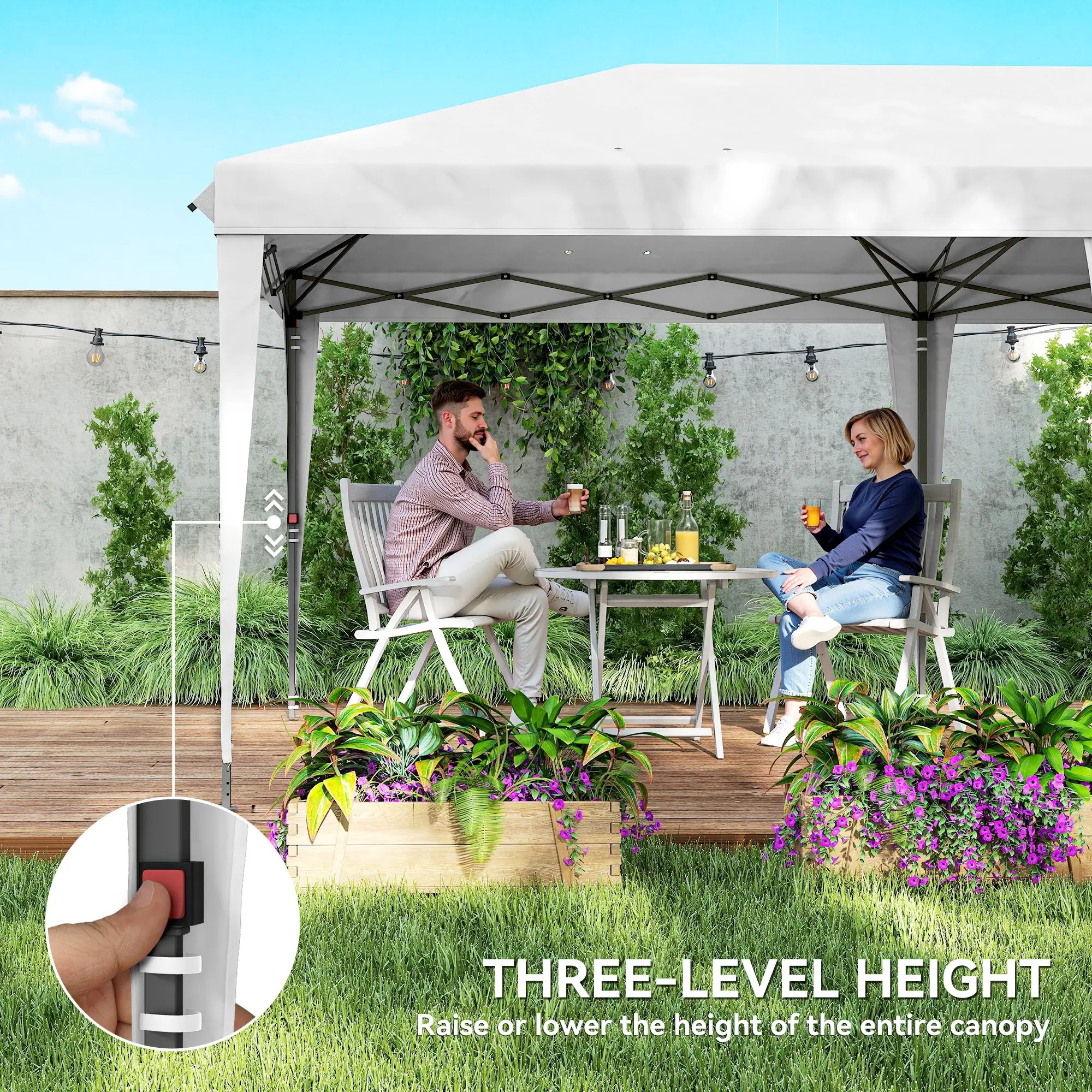 10' x 20' Outdoor Pop Up Canopy Tent, Instant Shelter With Carrying Bag, White - Image 5