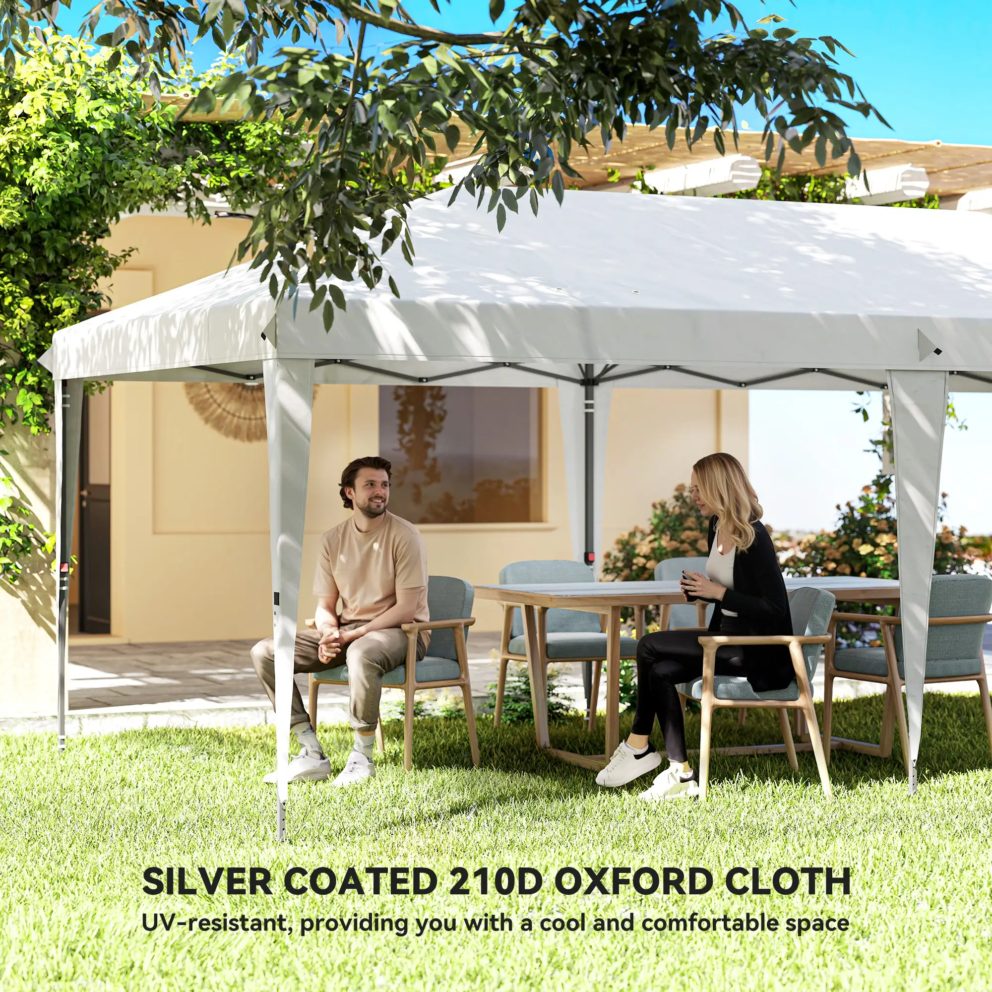 10' x 20' Outdoor Pop Up Canopy Tent, Instant Shelter With Carrying Bag, White - Image 6