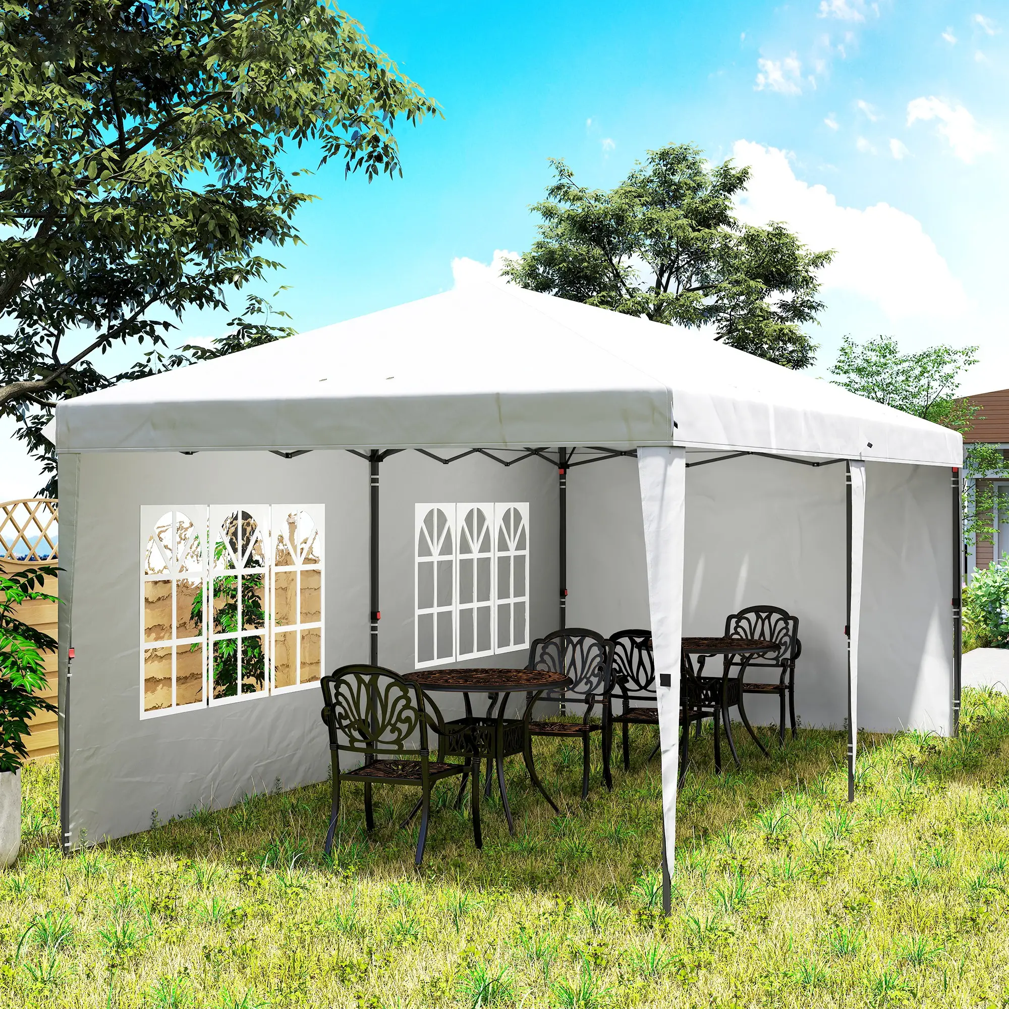 10' x 20' Outdoor Pop Up Canopy Tent, Instant Shelter With Carrying Bag, White - Image 9