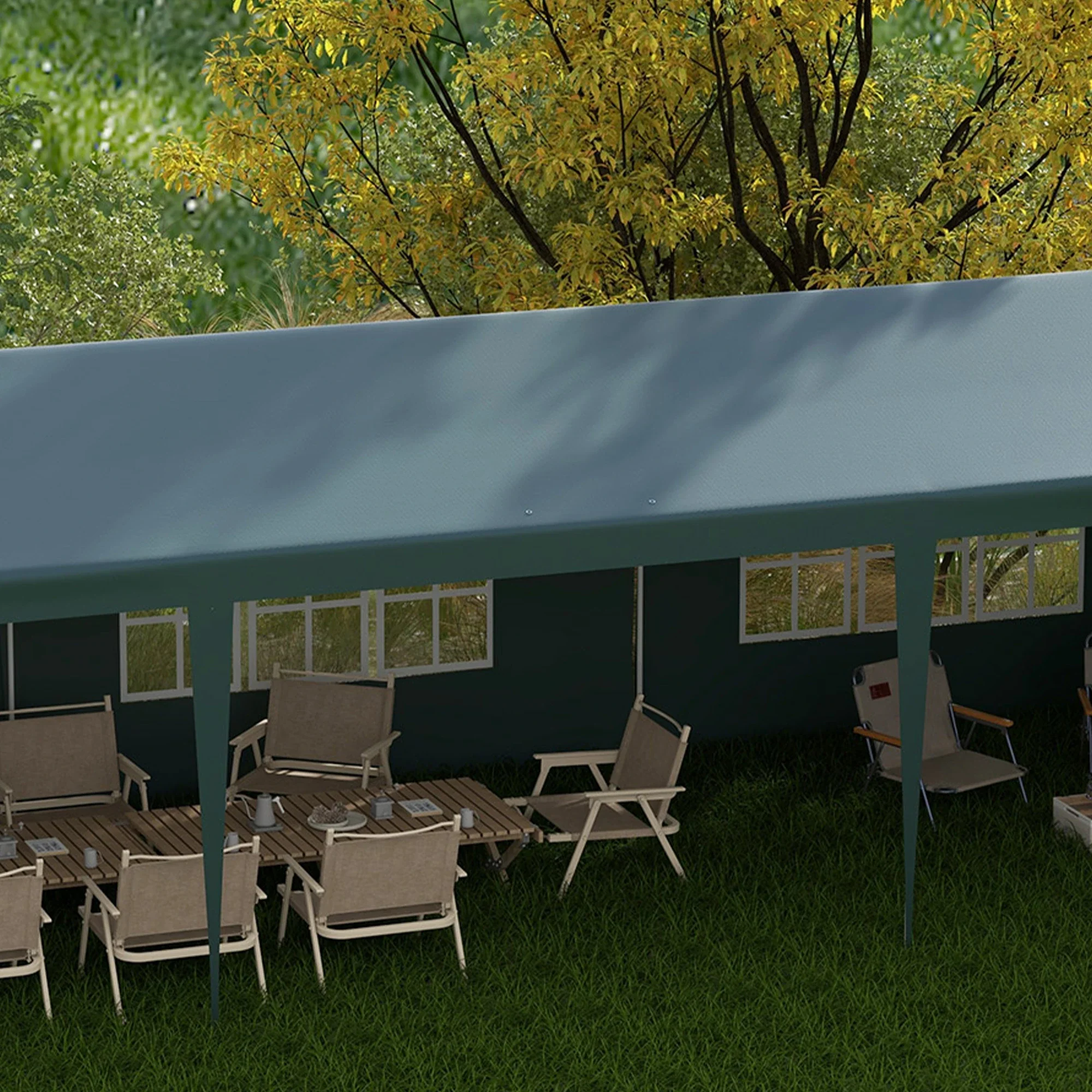 10' x 29' Canopy Tent, Party Tent with Sidewalls, Large Windows, Green - Image 10