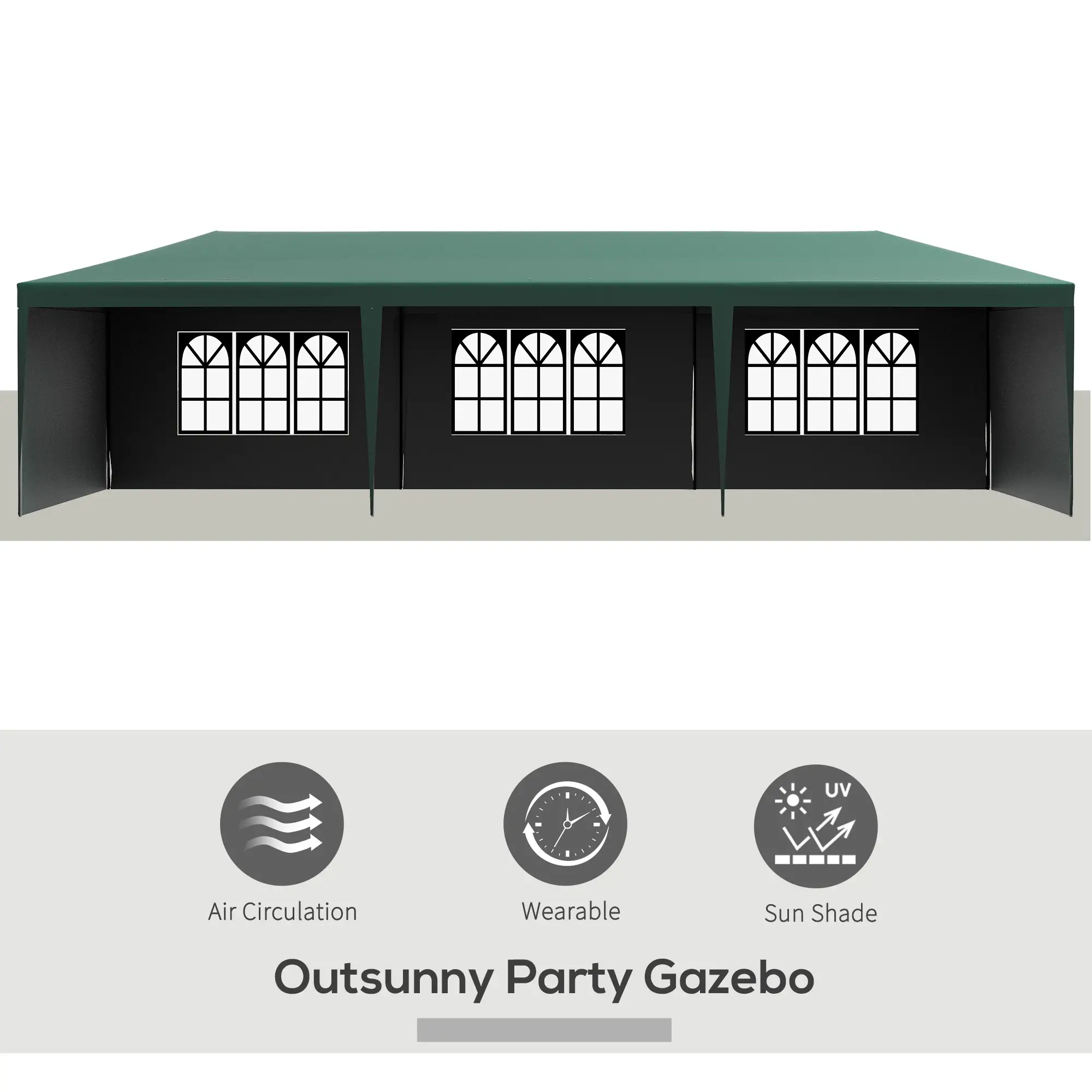 10' x 29' Canopy Tent, Party Tent with Sidewalls, Large Windows, Green - Image 5