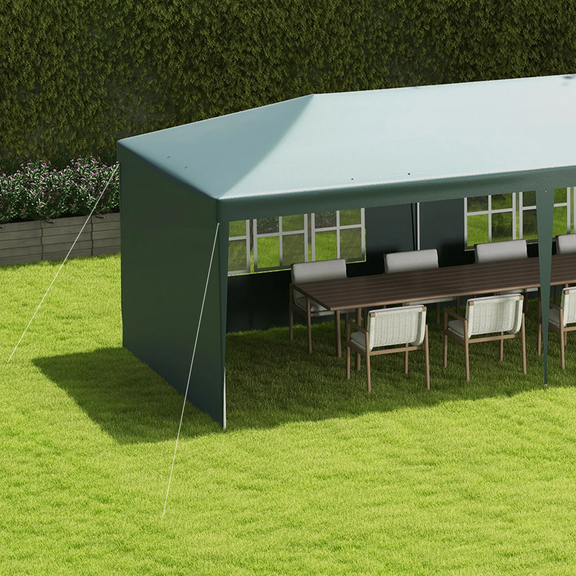 10' x 29' Canopy Tent, Party Tent with Sidewalls, Large Windows, Green - Image 9