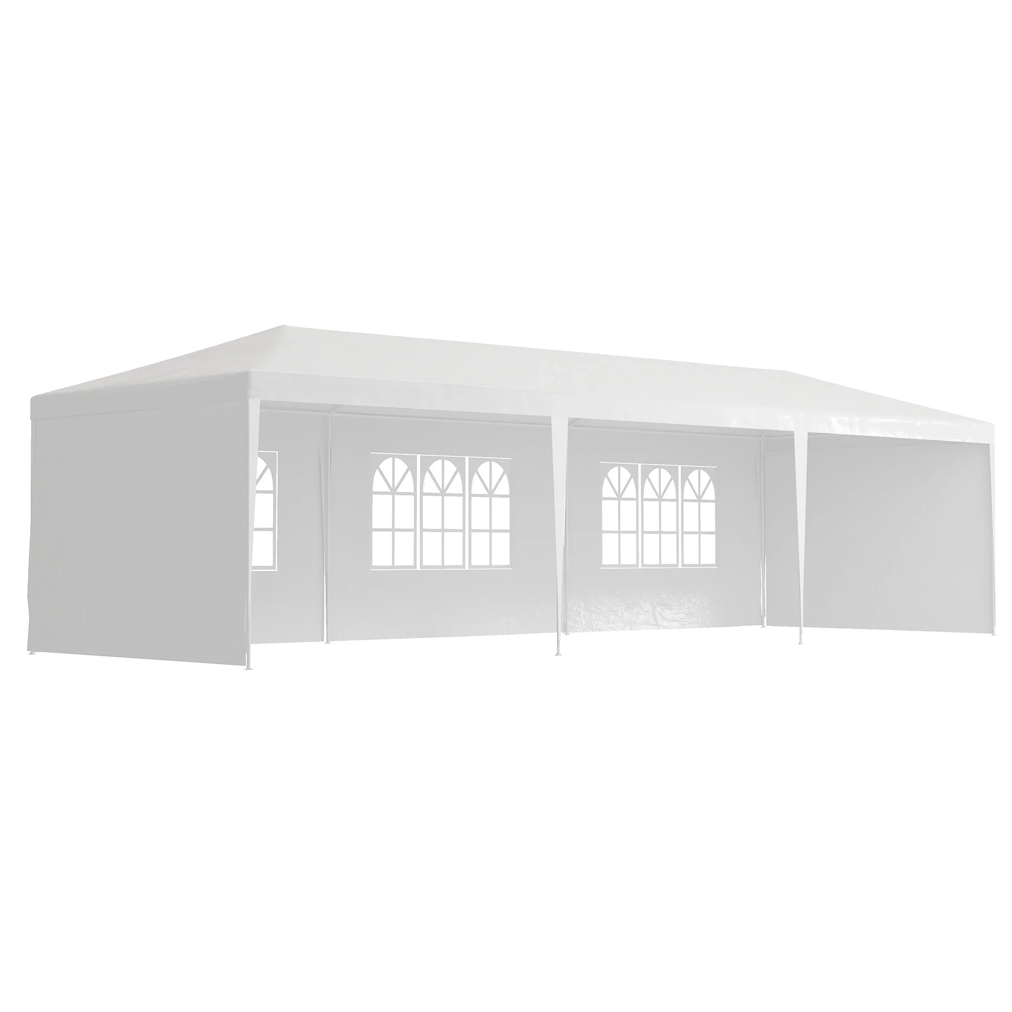 10' x 29' Party Tent, Canopy with Sidewalls, Transparent Windows, White - Image 2