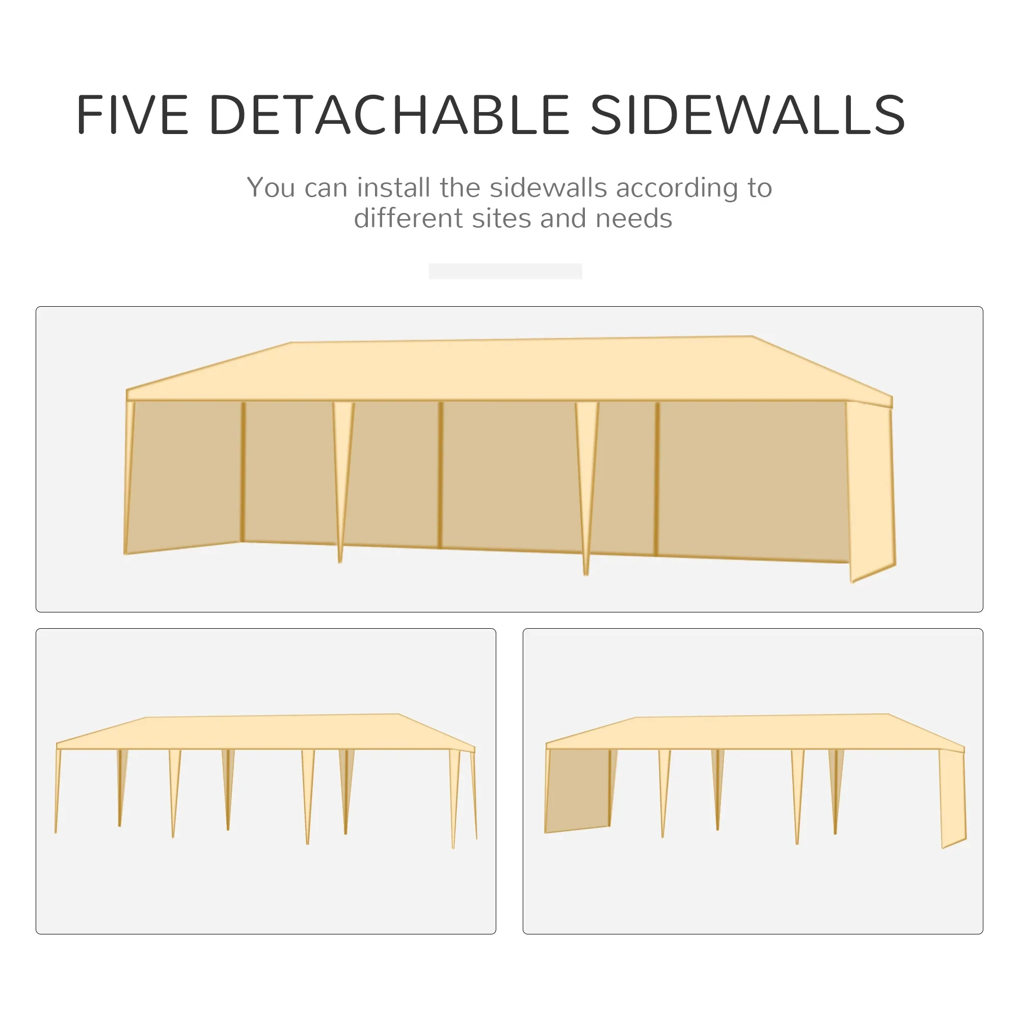10' x 29' Party Tent, Canopy with Sidewalls, Transparent Windows, White - Image 5