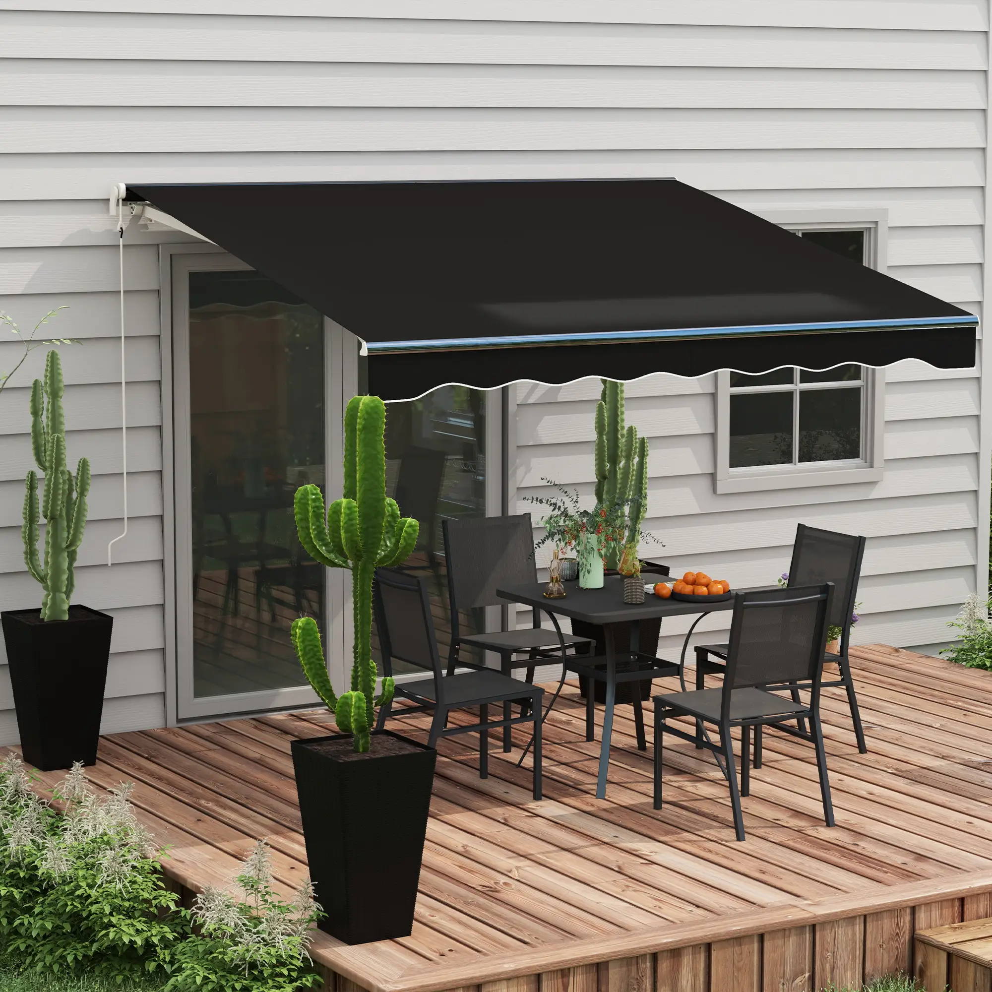 10' x 8' Electric Retractable Awning, UV Protection, Black - Image 10