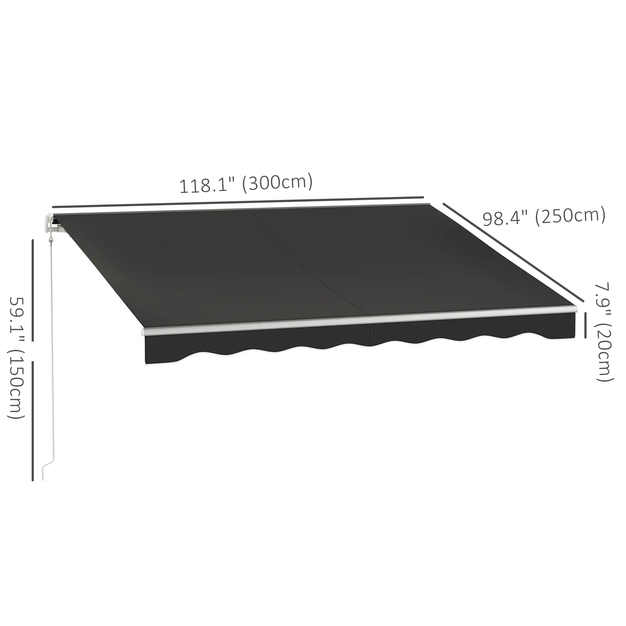 10' x 8' Electric Retractable Awning, UV Protection, Black - Image 3